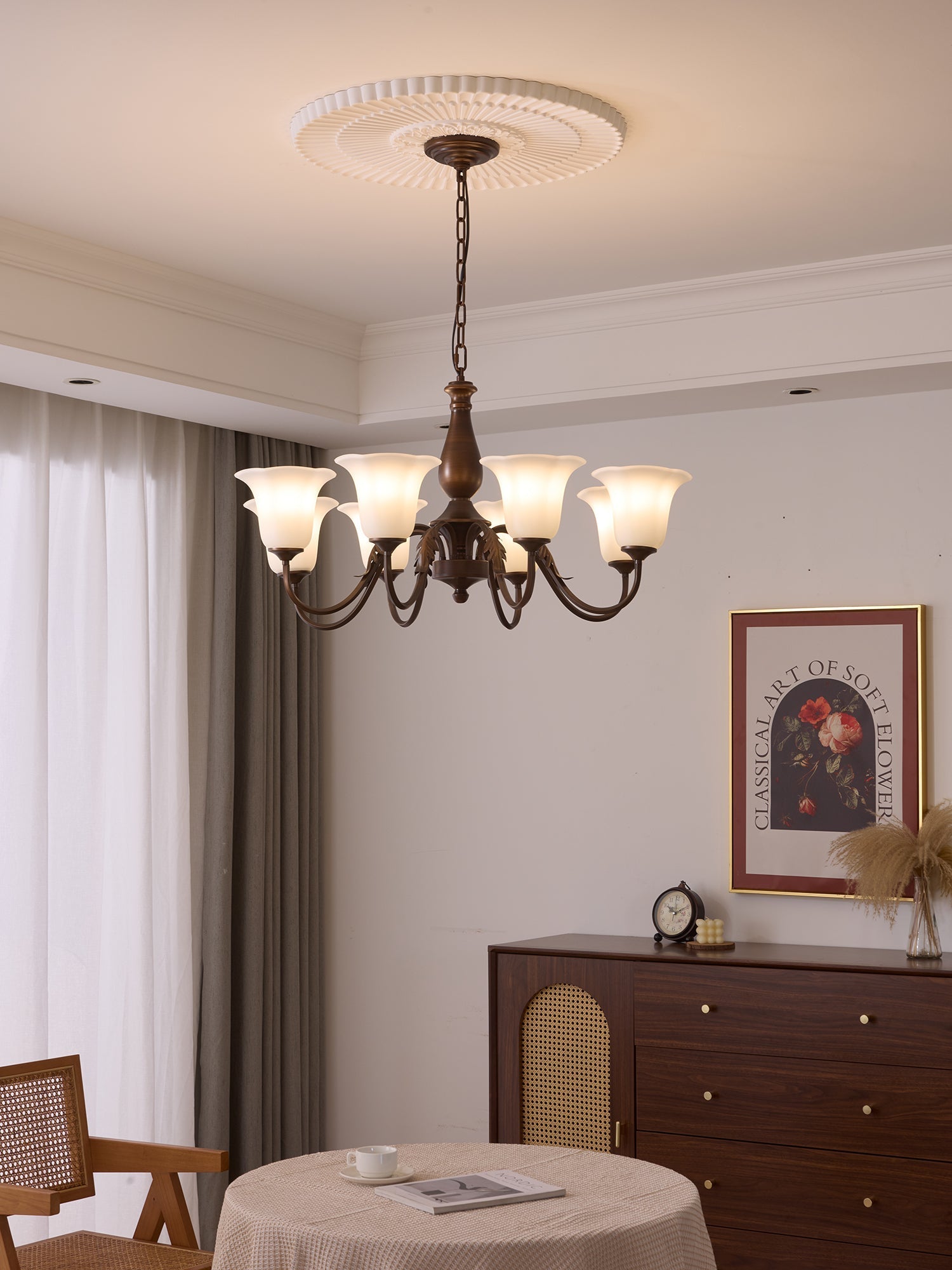 Uveleth Traditional Elegance Glass Chandelier-Neutral Decor