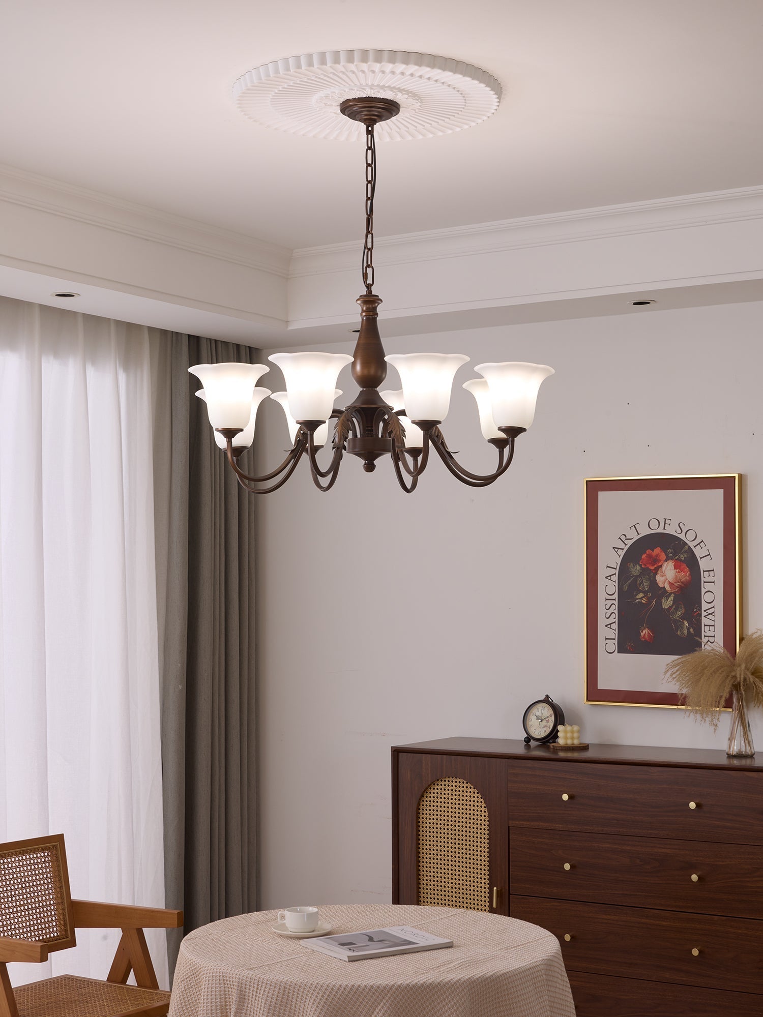 Uveleth Traditional Elegance Glass Chandelier-Neutral Decor