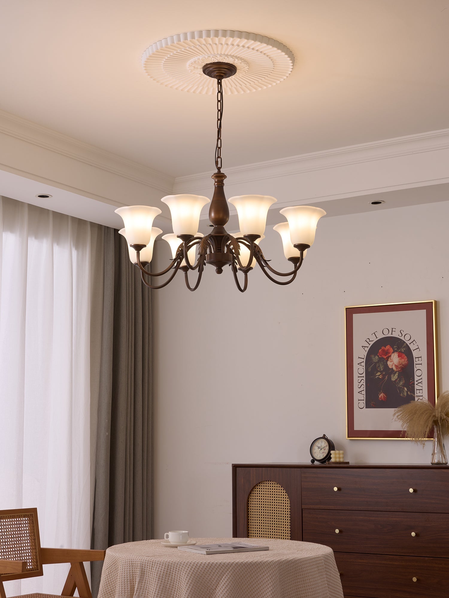 Uveleth Traditional Elegance Glass Chandelier-Neutral Decor