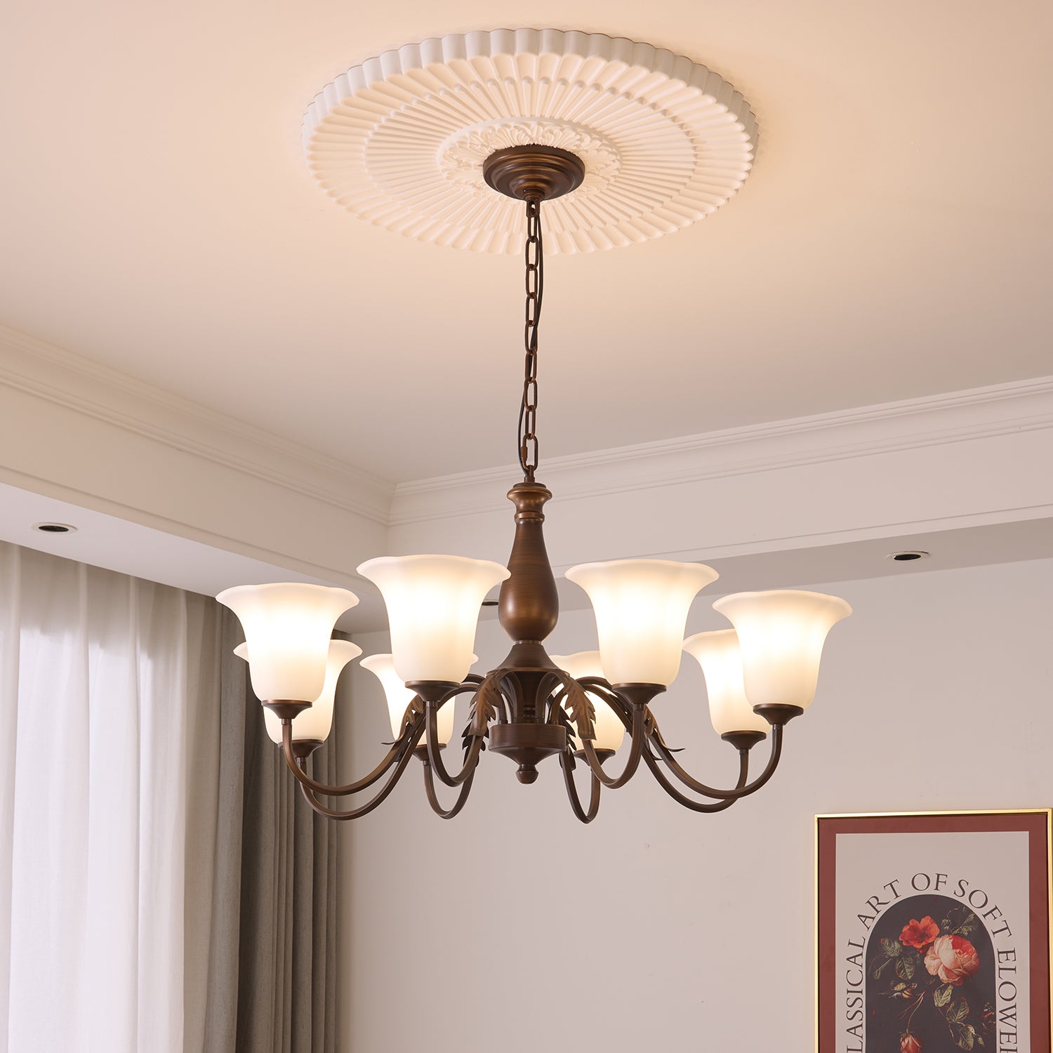 Uveleth Traditional Elegance Glass Chandelier-Neutral Decor