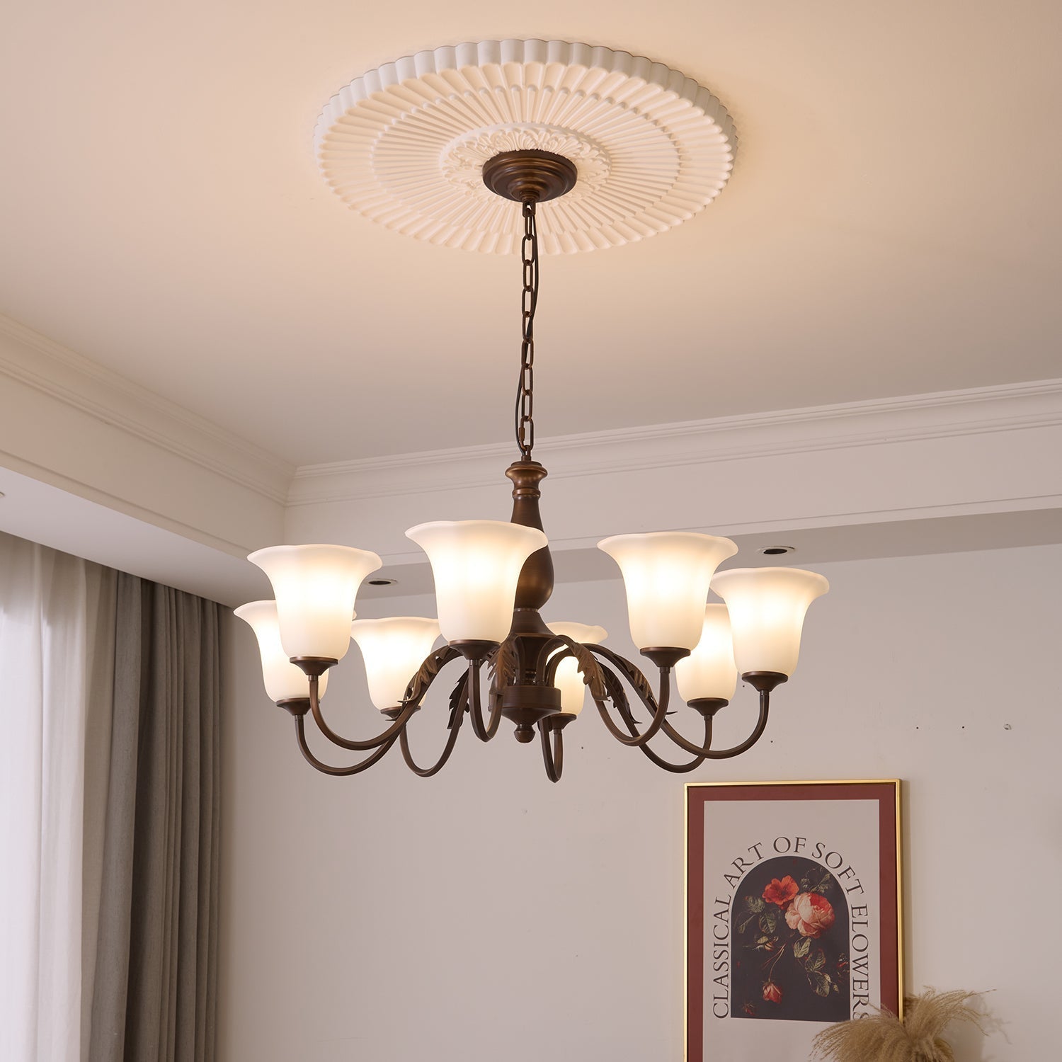 Uveleth Traditional Elegance Glass Chandelier-Neutral Decor