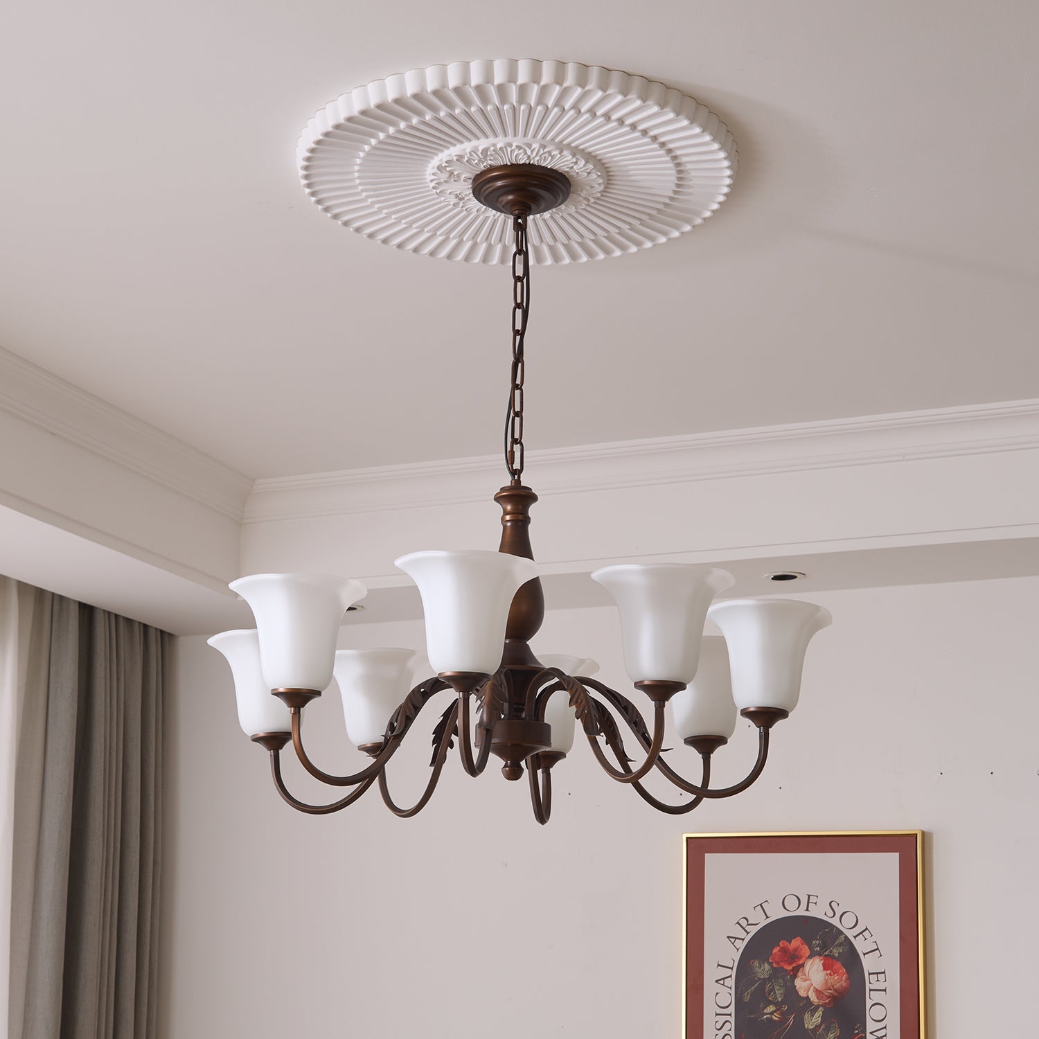 Uveleth Traditional Elegance Glass Chandelier-Neutral Decor
