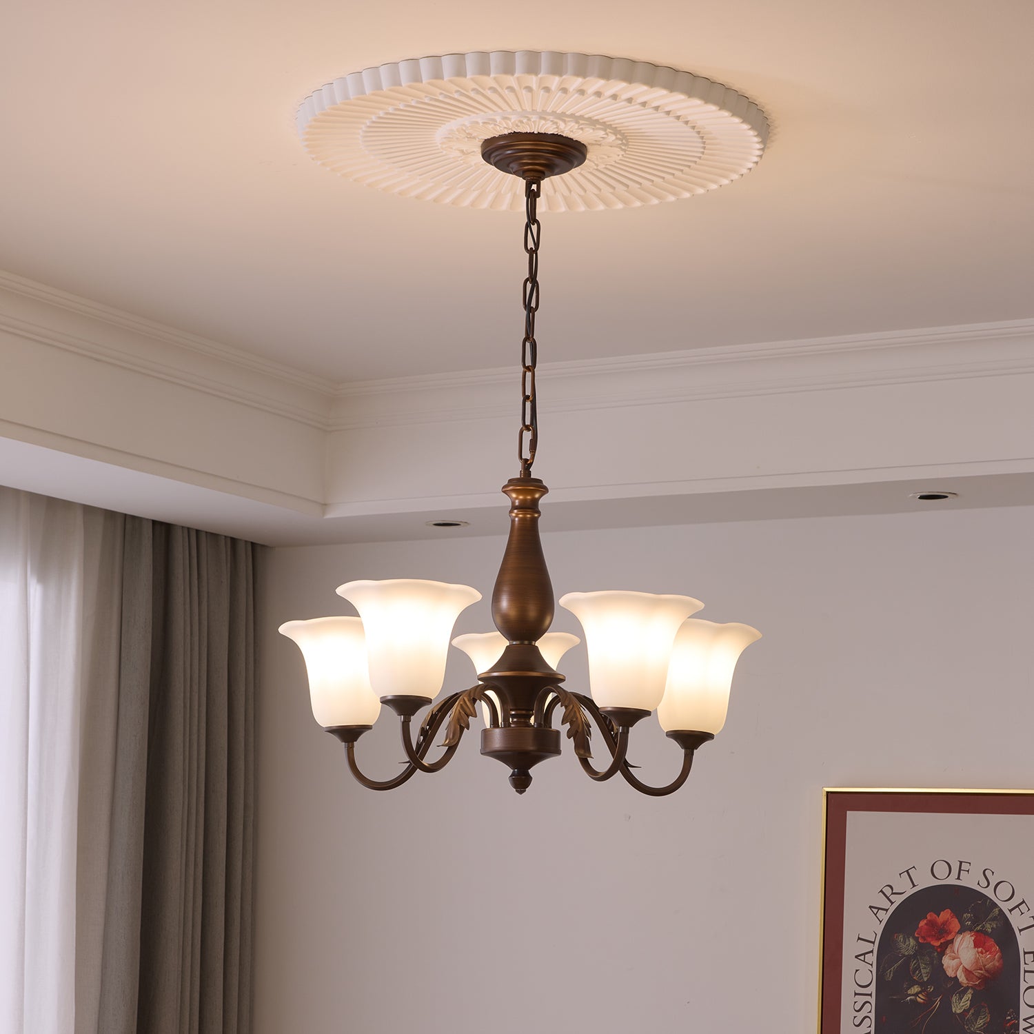 Uveleth Traditional Elegance Glass Chandelier-Neutral Decor