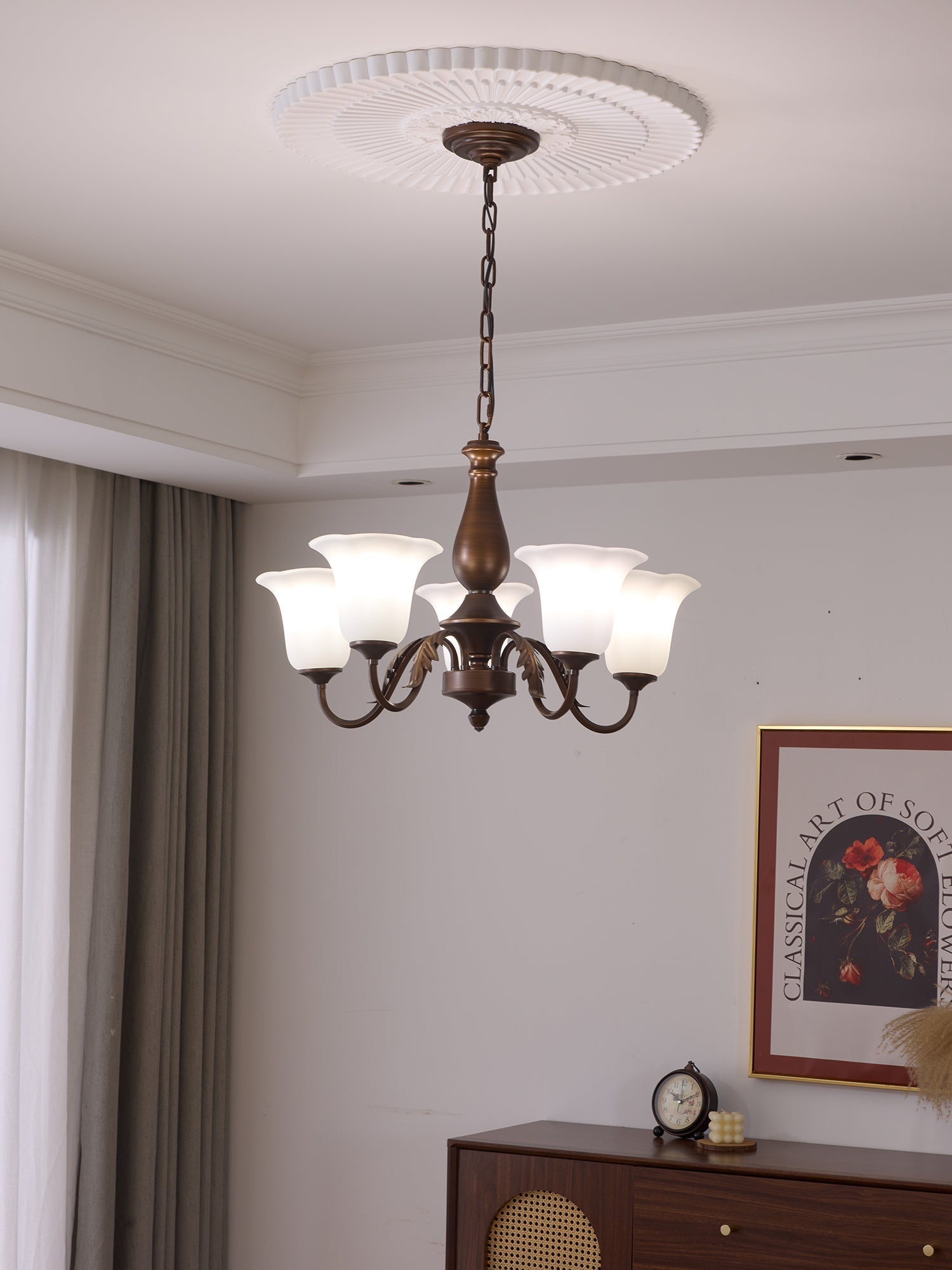 Uveleth Traditional Elegance Glass Chandelier-Neutral Decor