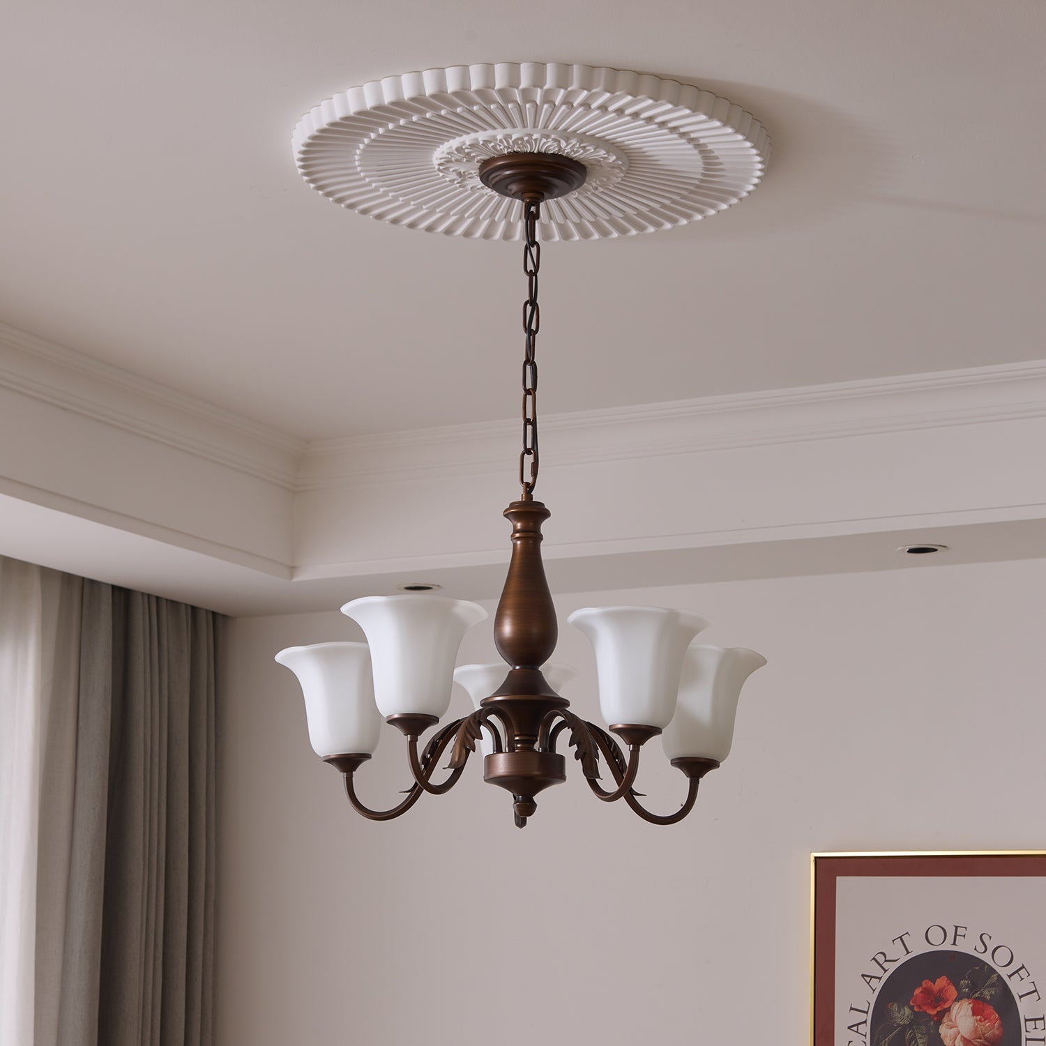 Uveleth Traditional Elegance Glass Chandelier-Neutral Decor