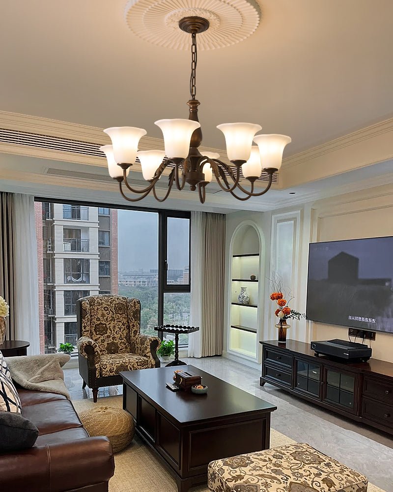 Uveleth Traditional Elegance Glass Chandelier-Neutral Decor