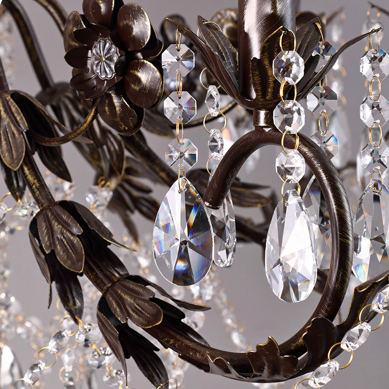 Full view of the 8-head chandelier on a white background.