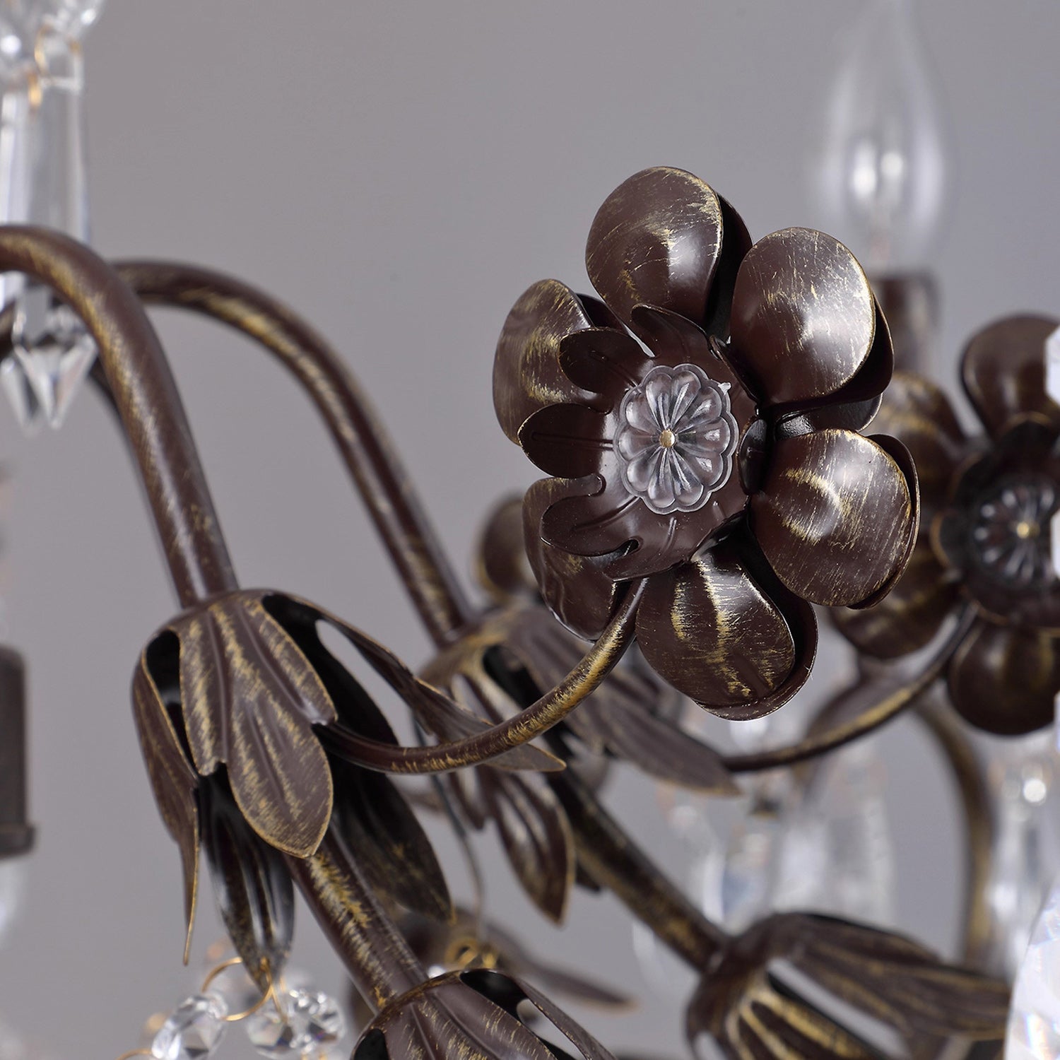 Full view of the 10-head chandelier on a white background.