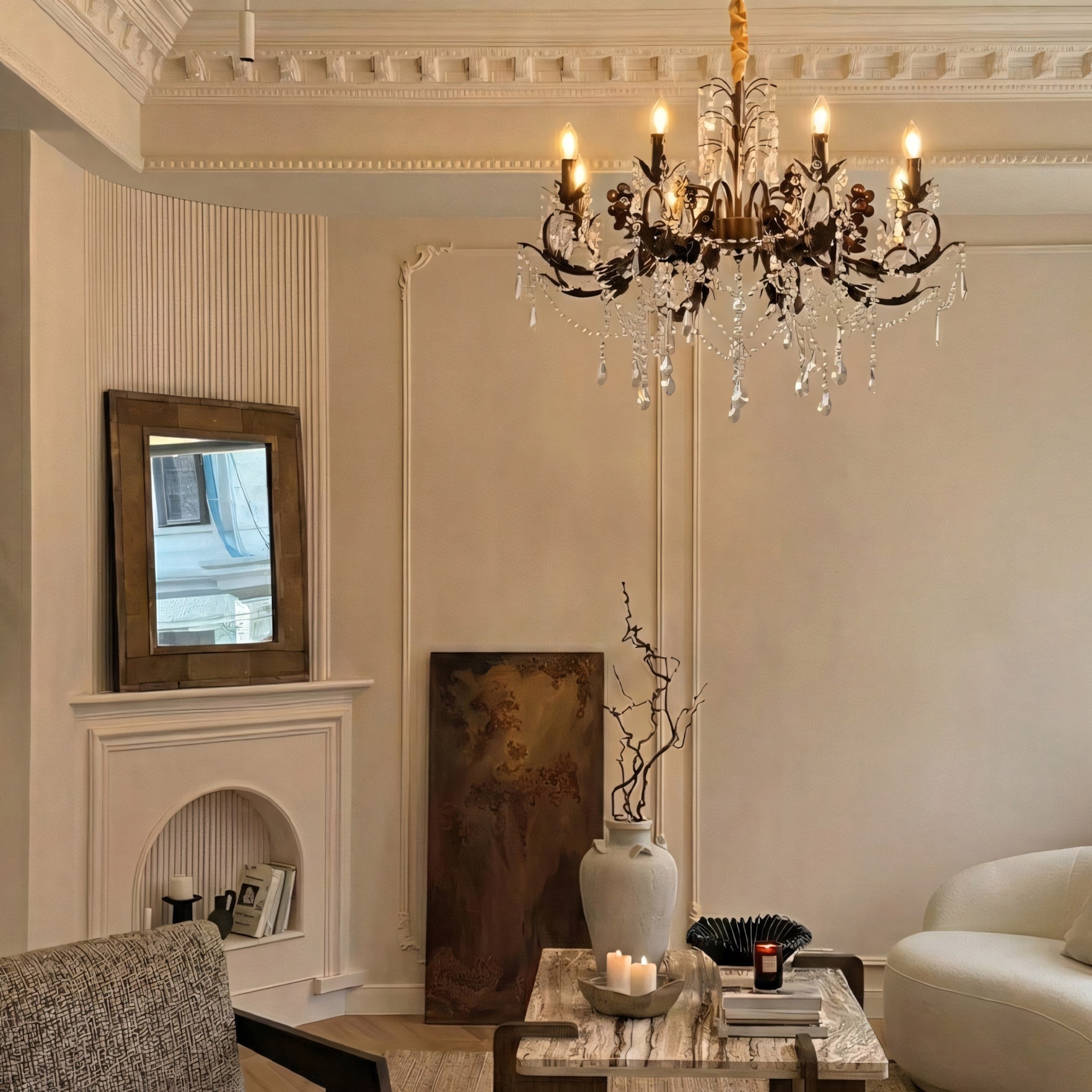 The 8-head version of the Aurelia Floral Chandelier.