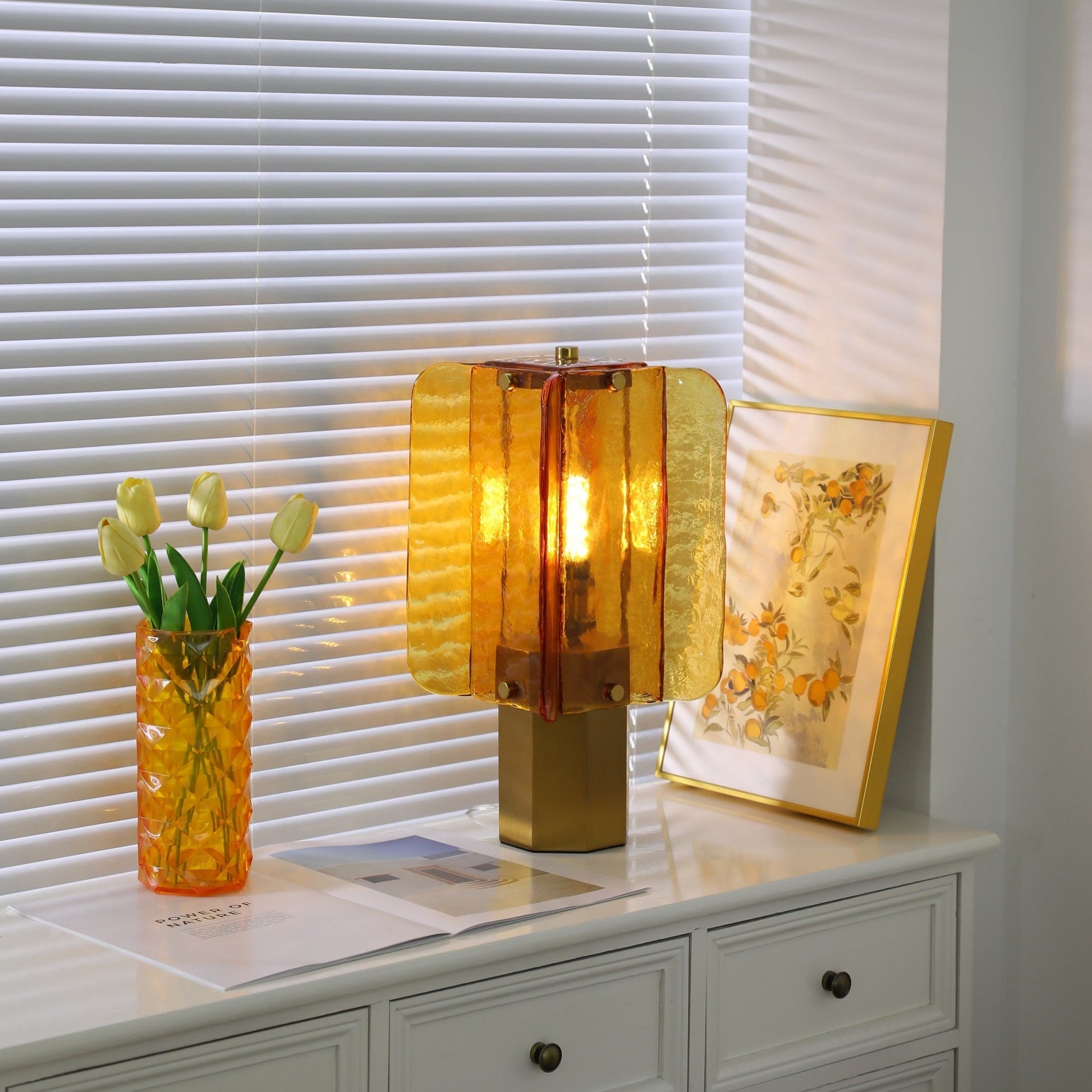 Yentix Glass Table Lamp-Neutral Decor