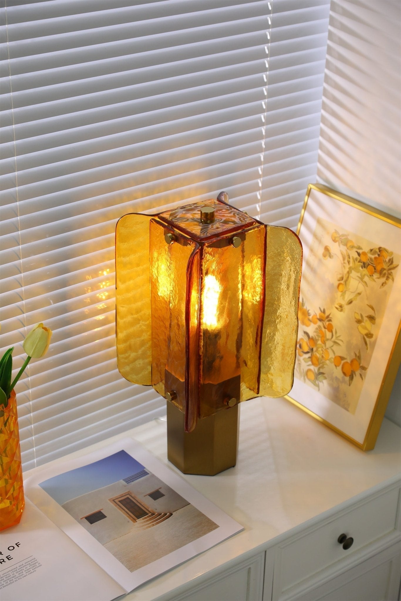 Yentix Glass Table Lamp-Neutral Decor