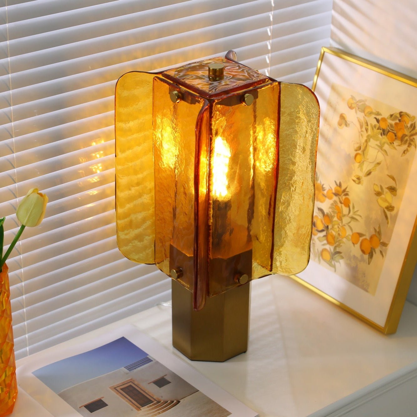Yentix Glass Table Lamp-Neutral Decor