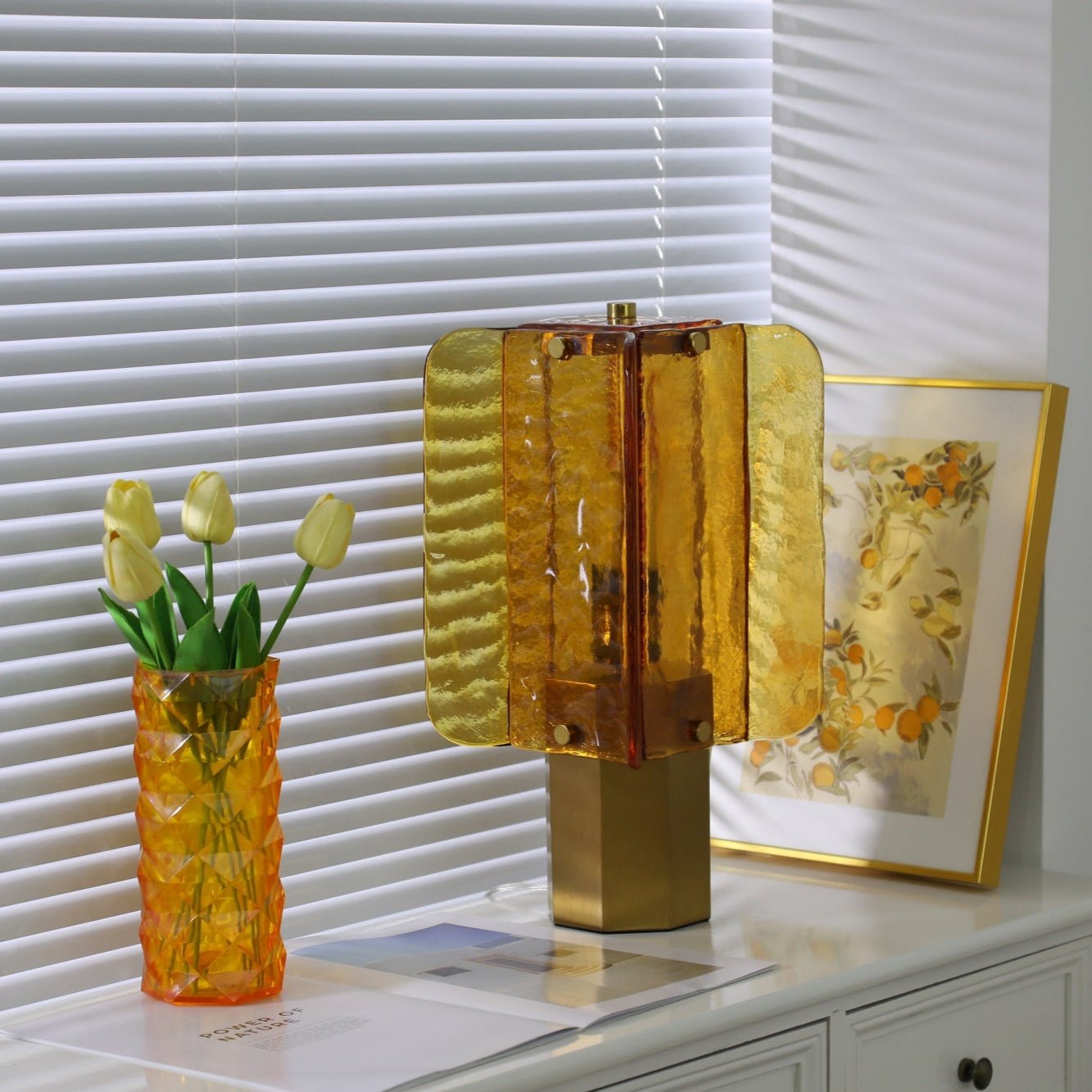 Yentix Glass Table Lamp-Neutral Decor