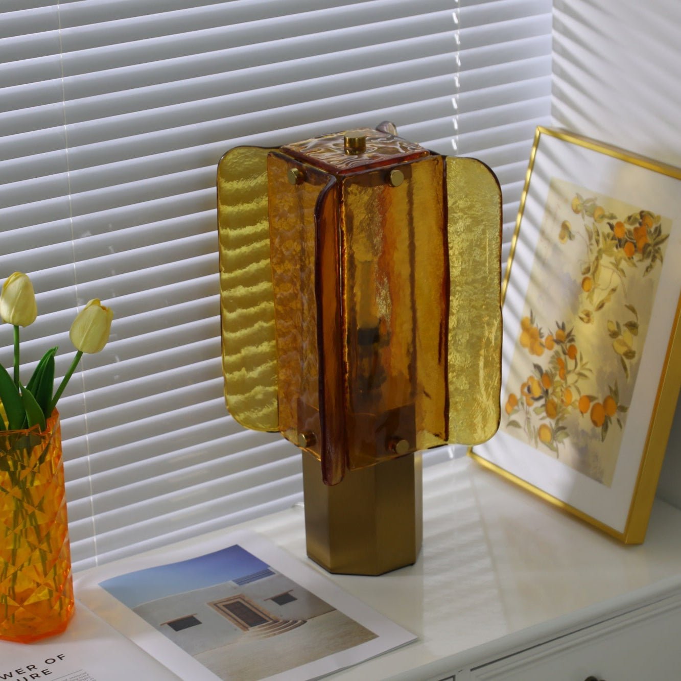 Yentix Glass Table Lamp-Neutral Decor