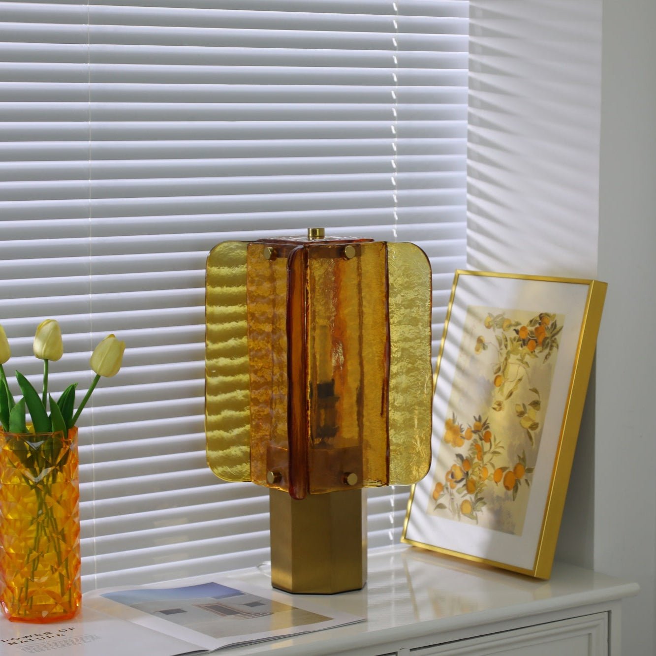 Yentix Glass Table Lamp-Neutral Decor