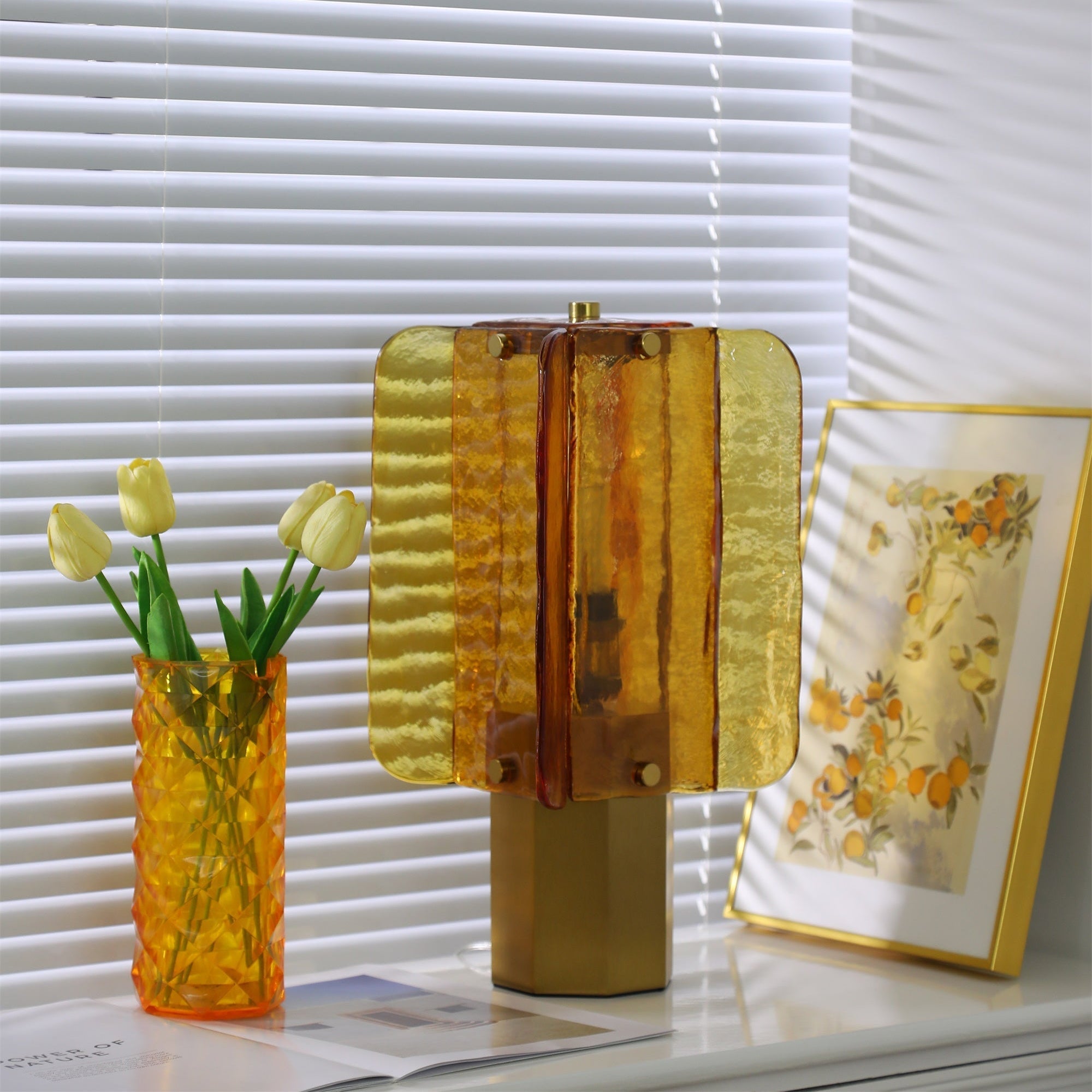 Yentix Glass Table Lamp-Neutral Decor