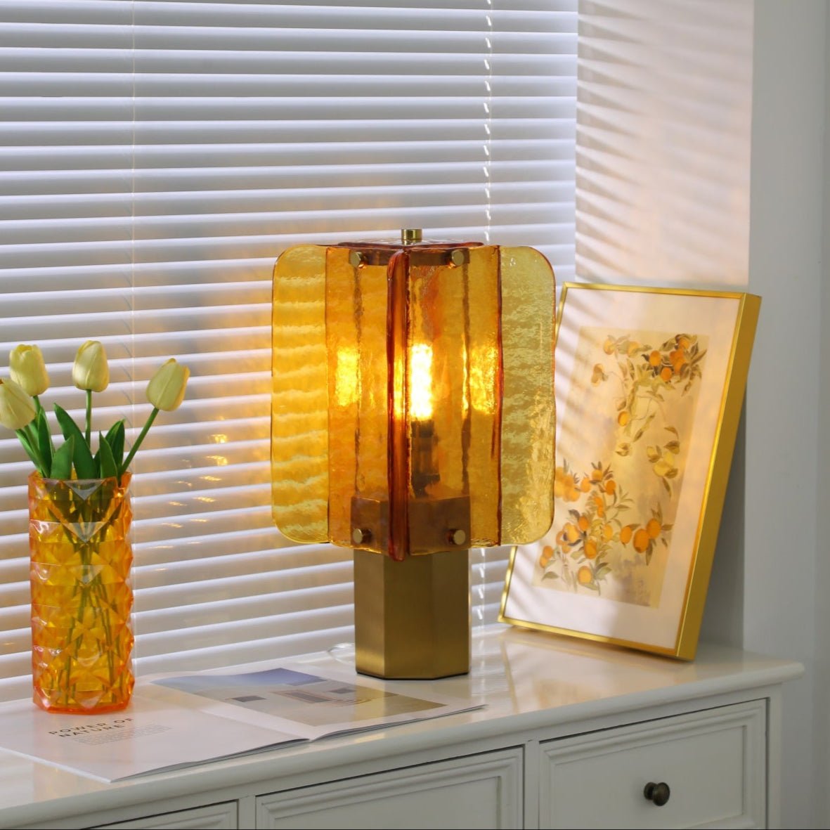 Yentix Glass Table Lamp-Neutral Decor