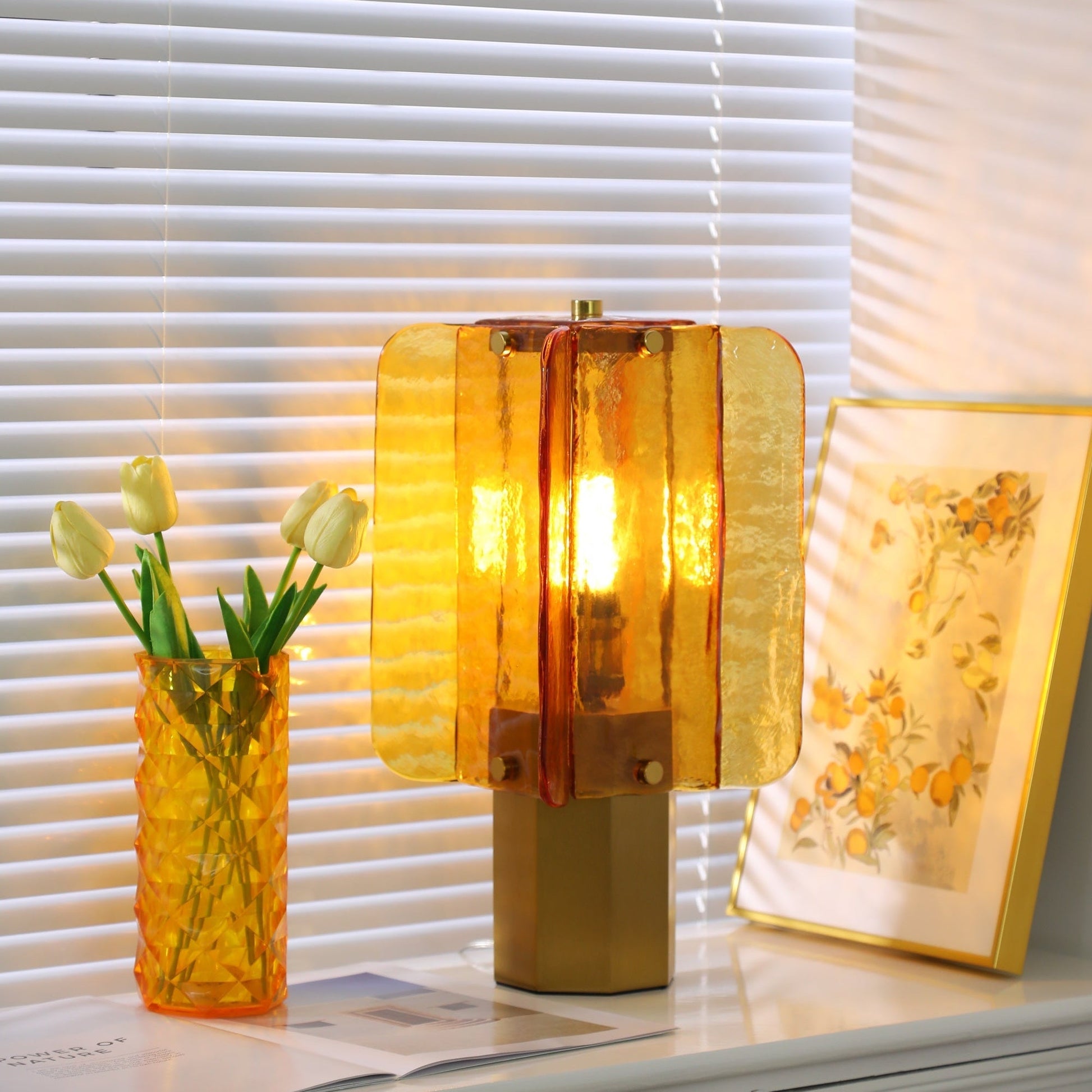 Yentix Glass Table Lamp-Neutral Decor