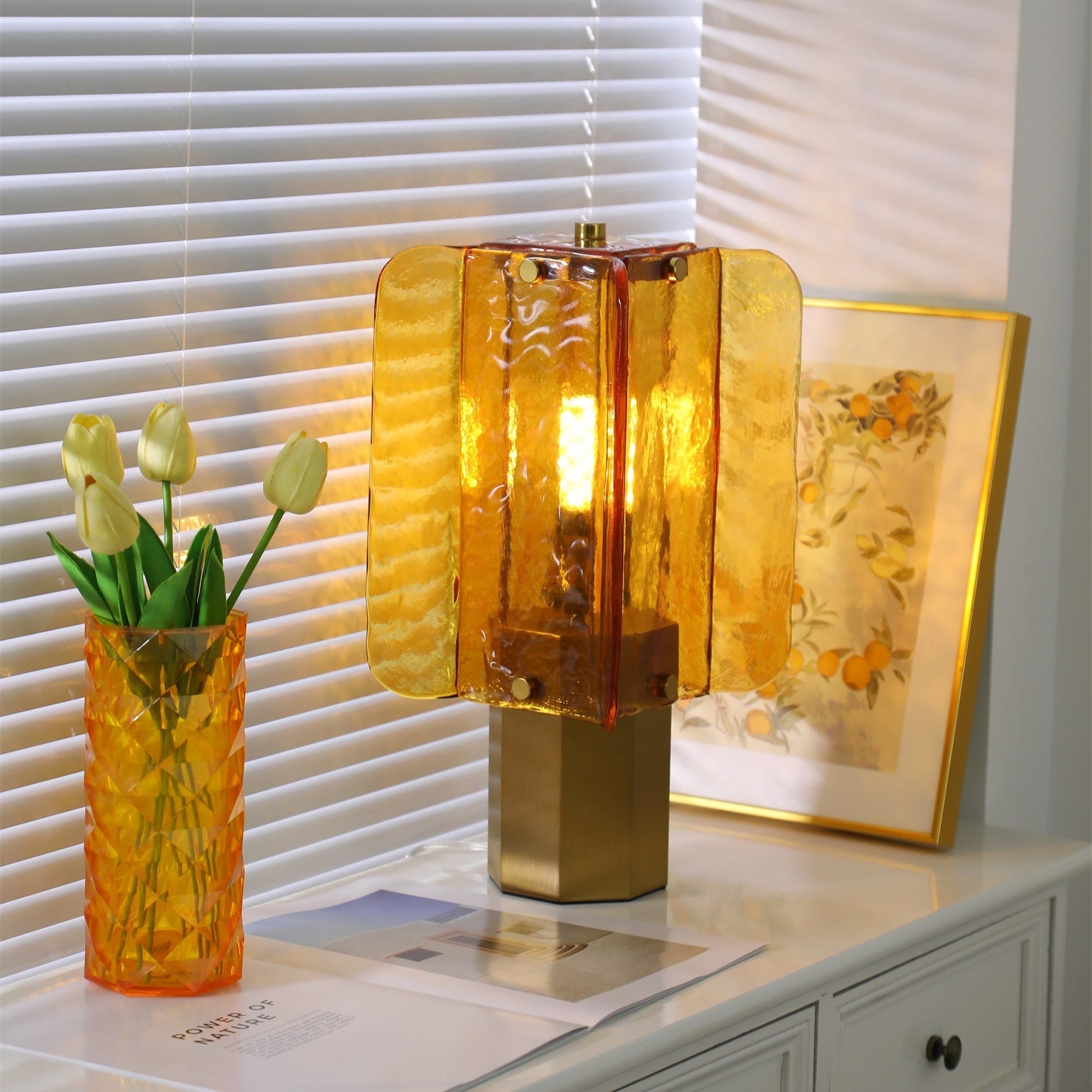 Yentix Glass Table Lamp-Neutral Decor