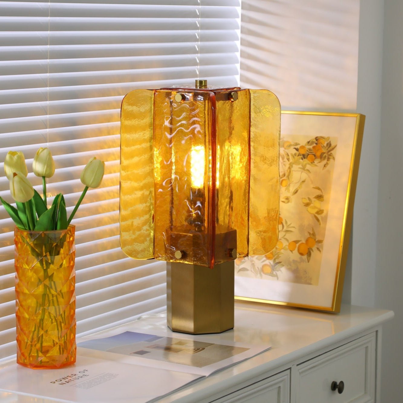 Yentix Glass Table Lamp-Neutral Decor