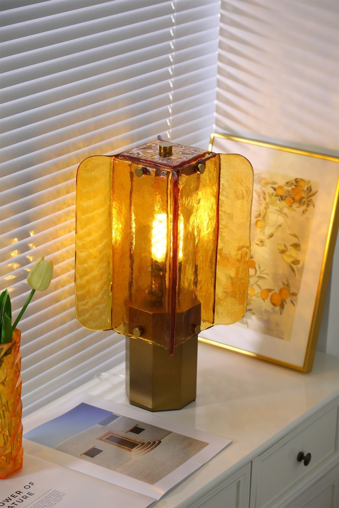 Yentix Glass Table Lamp-Neutral Decor