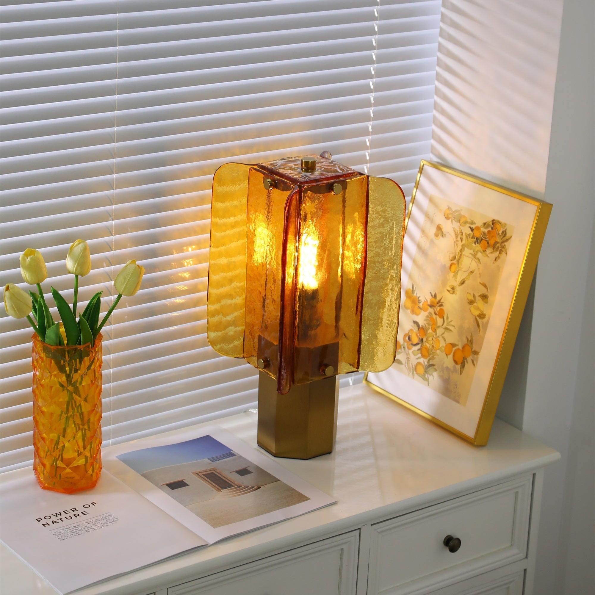 Yentix Glass Table Lamp-Neutral Decor