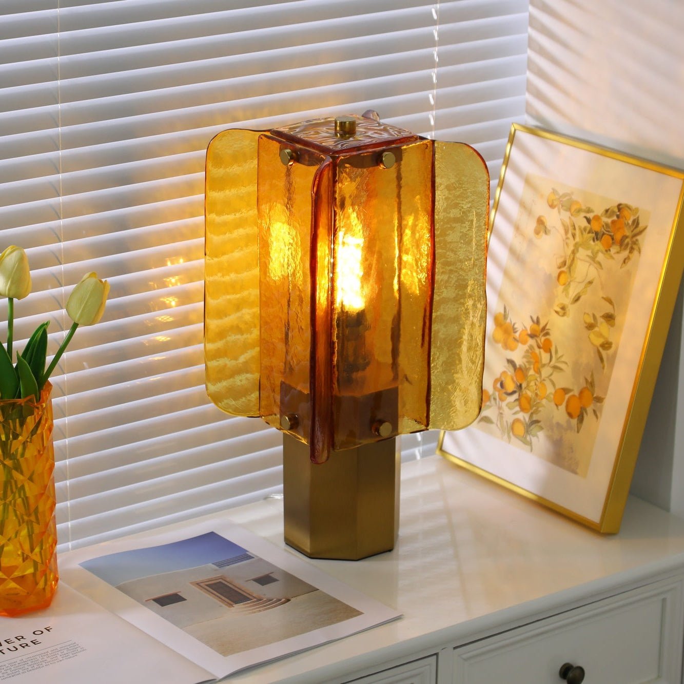 Yentix Glass Table Lamp-Neutral Decor