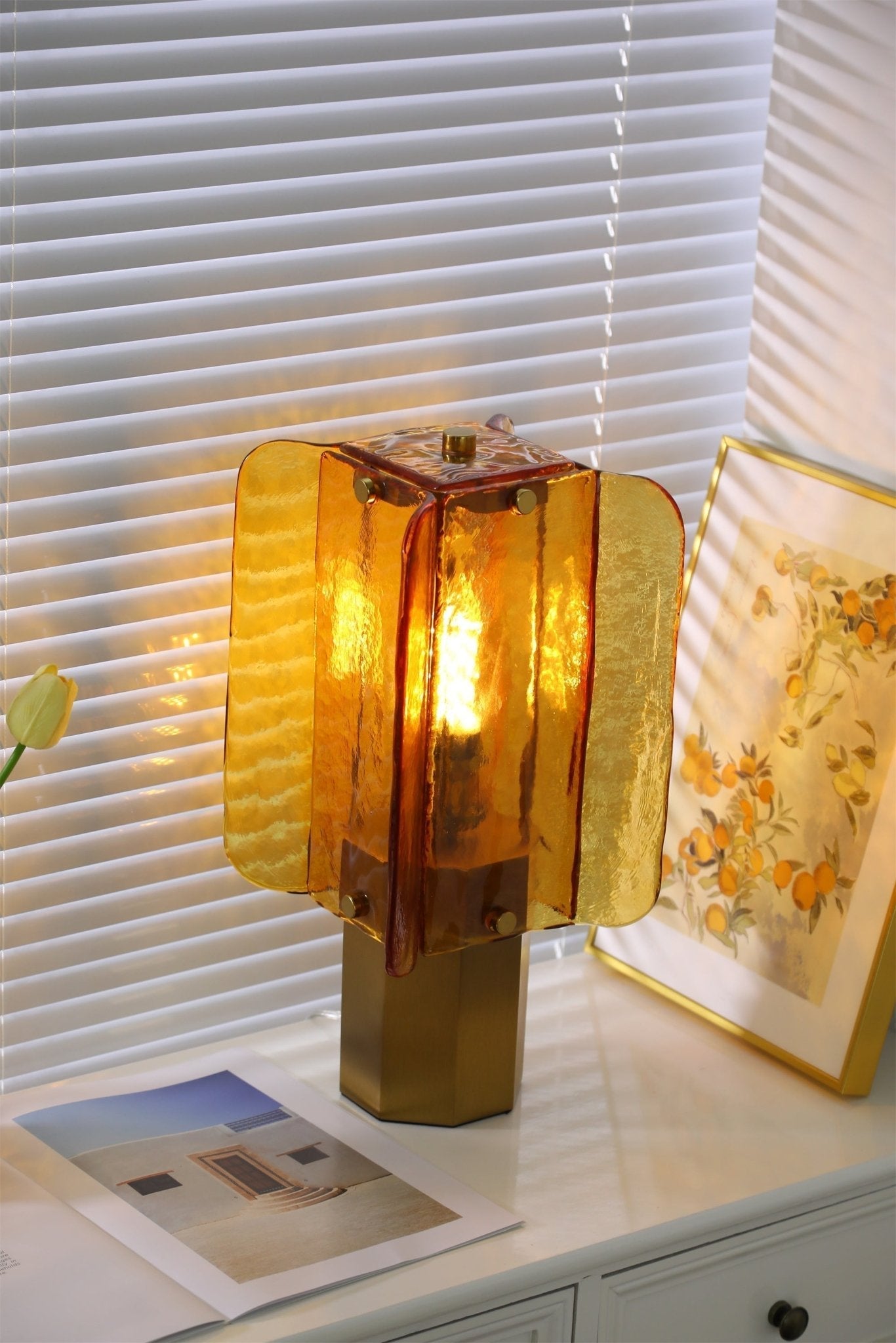 Yentix Glass Table Lamp-Neutral Decor