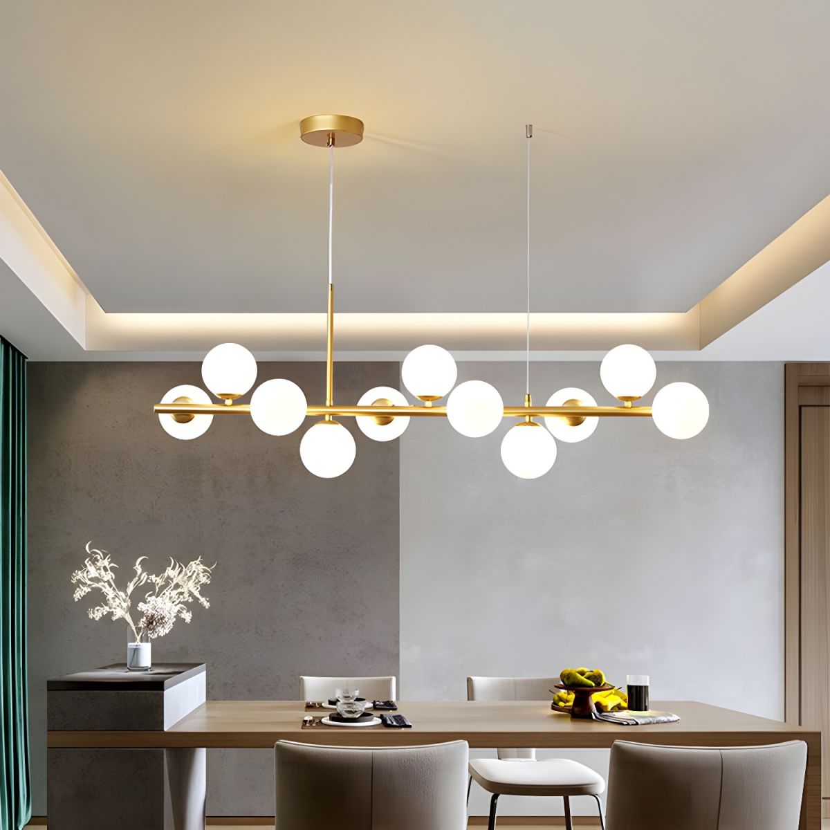 Dulane Chandelier Glass Globe Gold 12-Light-Neutral Decor