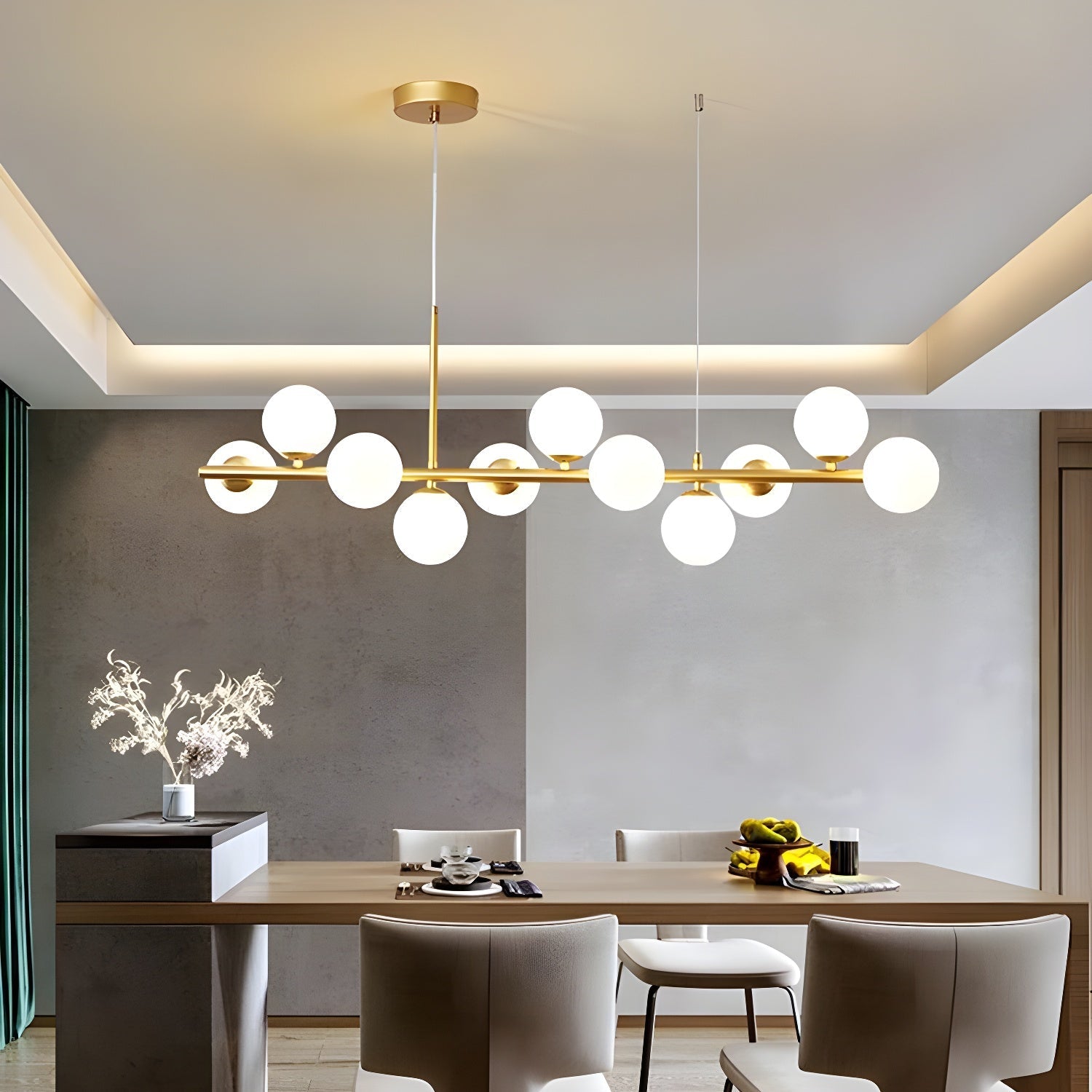 Dulane Chandelier Glass Globe Gold 12-Light-Neutral Decor