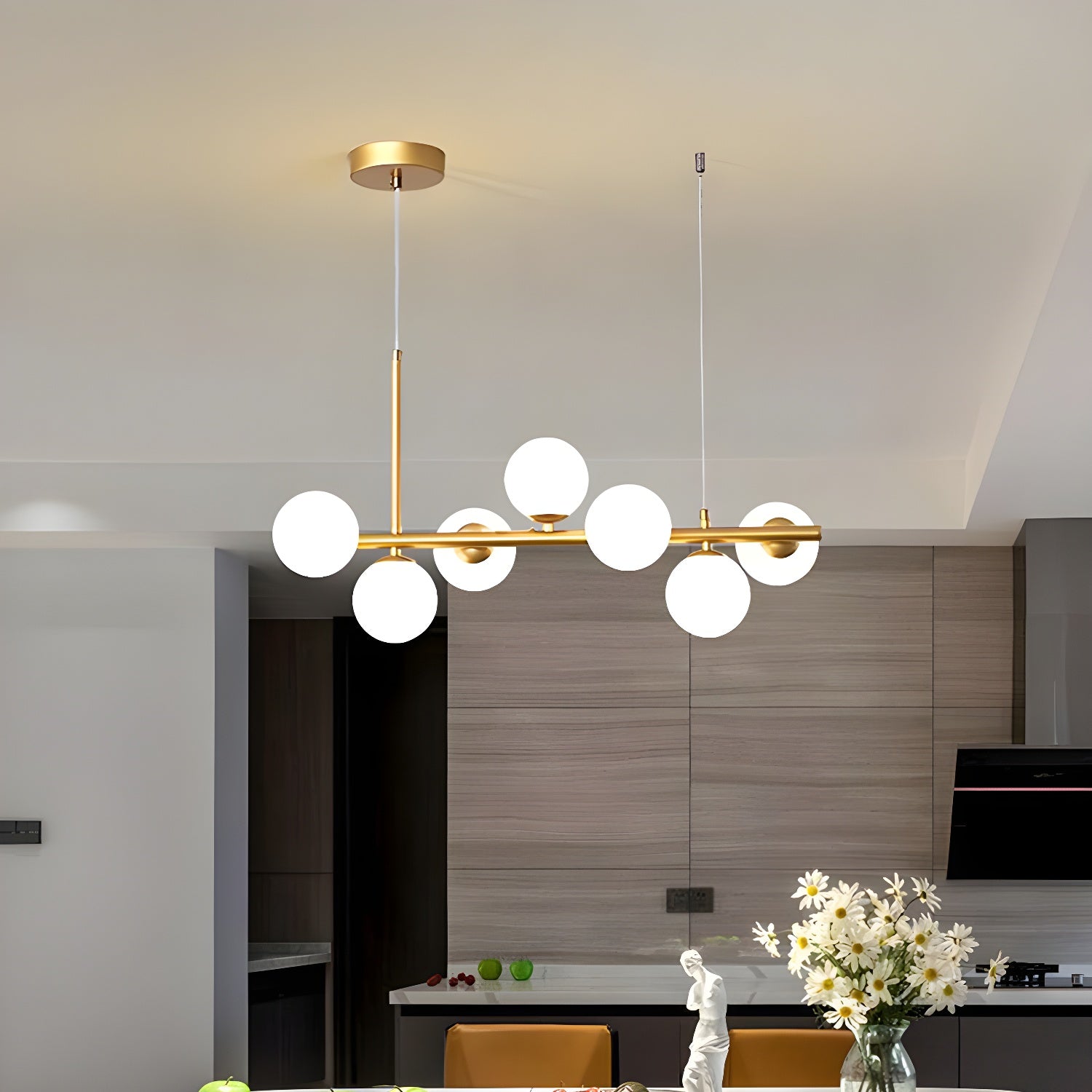 Dulane Chandelier Glass Globe Gold 12-Light-Neutral Decor