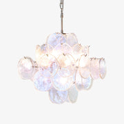 Aurora Chandelier Iridescent Murano Disc Layered-Neutral Decor