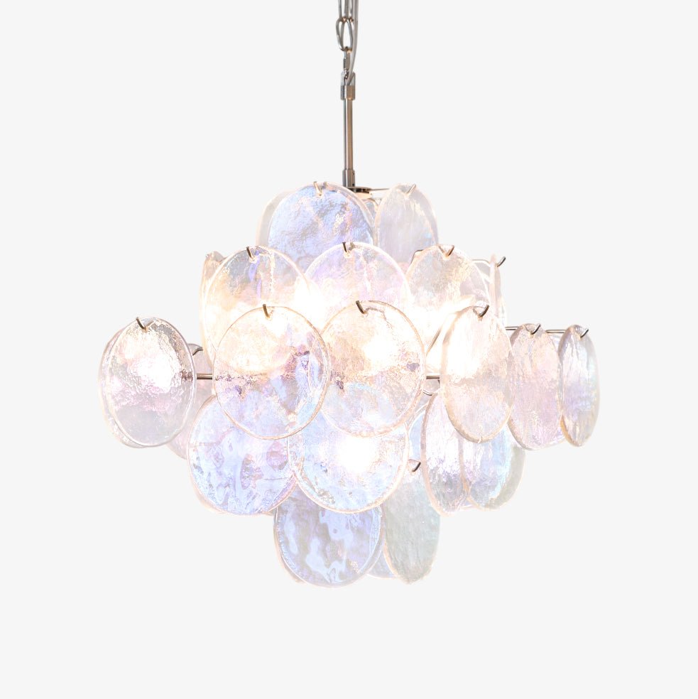 Aurora Chandelier Iridescent Murano Disc Layered-Neutral Decor