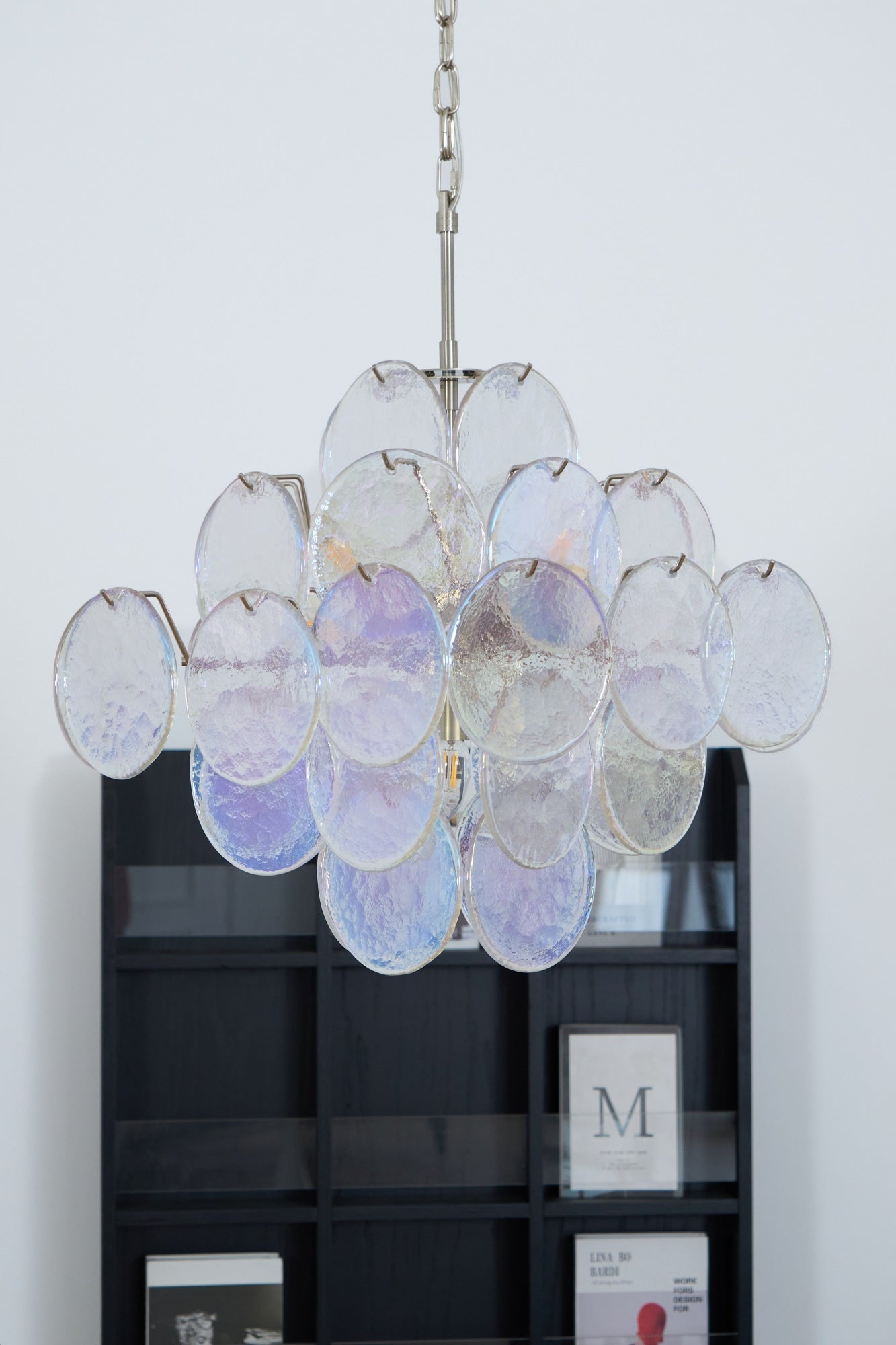Aurora Chandelier Iridescent Murano Disc Layered-Neutral Decor