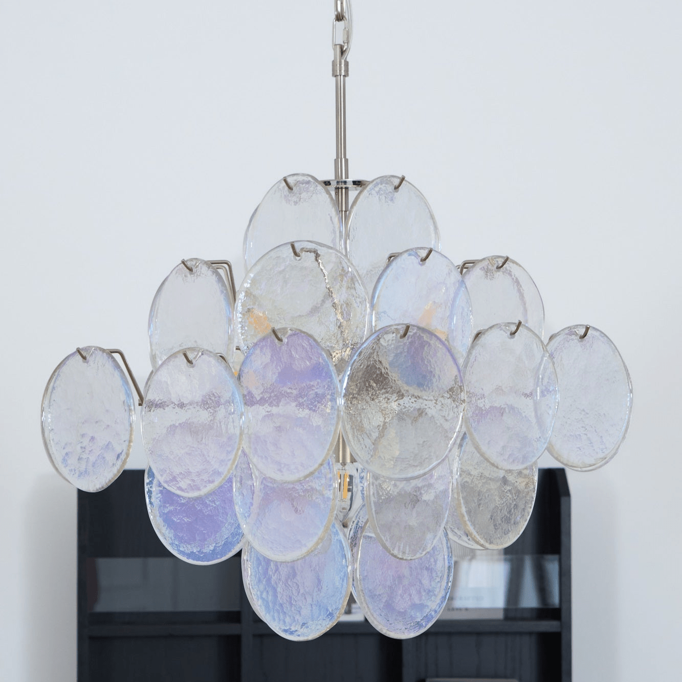 Aurora Chandelier Iridescent Murano Disc Layered-Neutral Decor