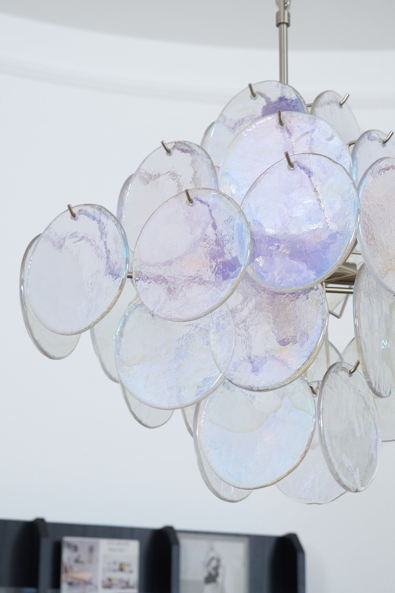 Aurora Chandelier Iridescent Murano Disc Layered-Neutral Decor