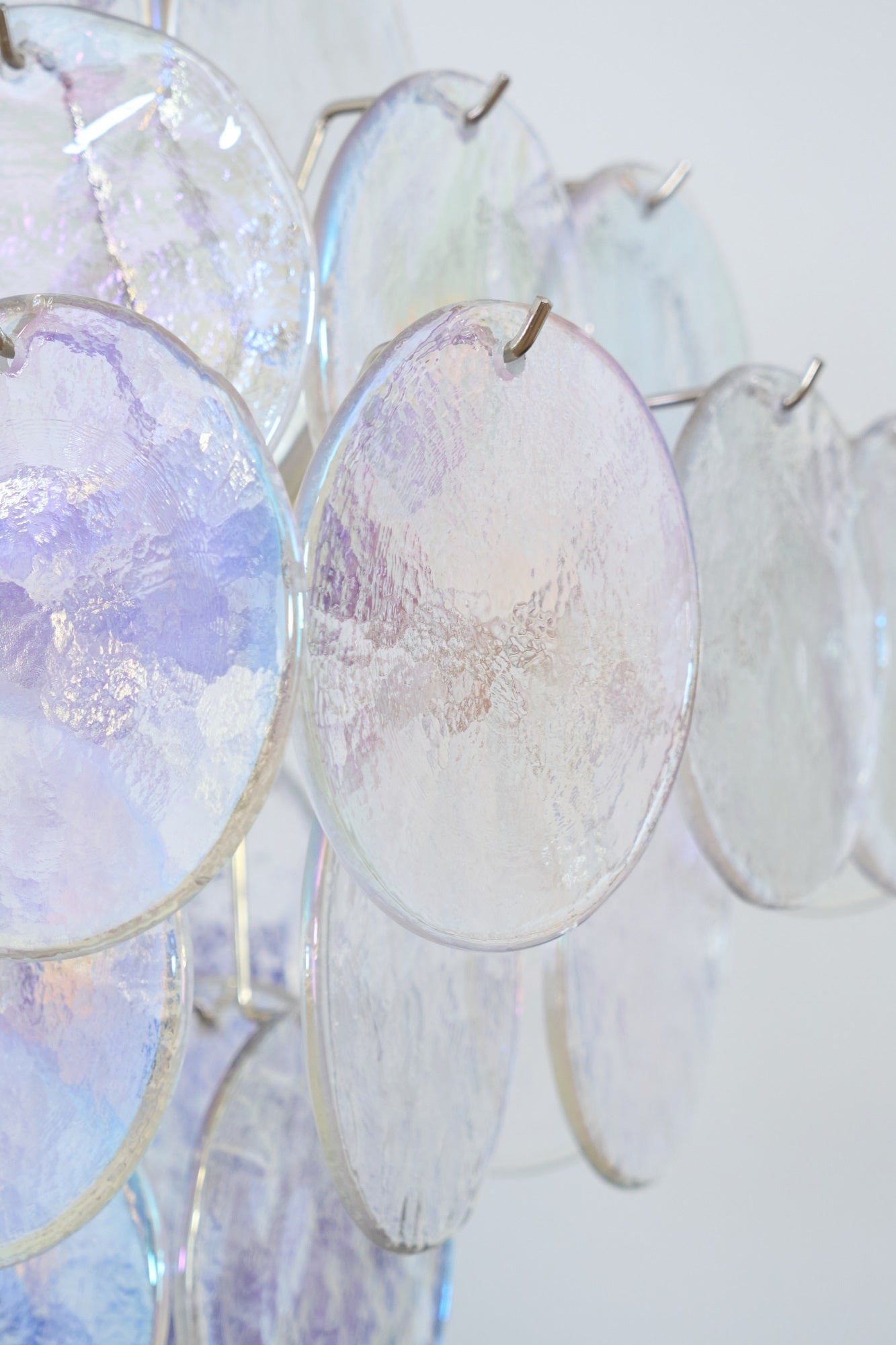 Aurora Chandelier Iridescent Murano Disc Layered-Neutral Decor