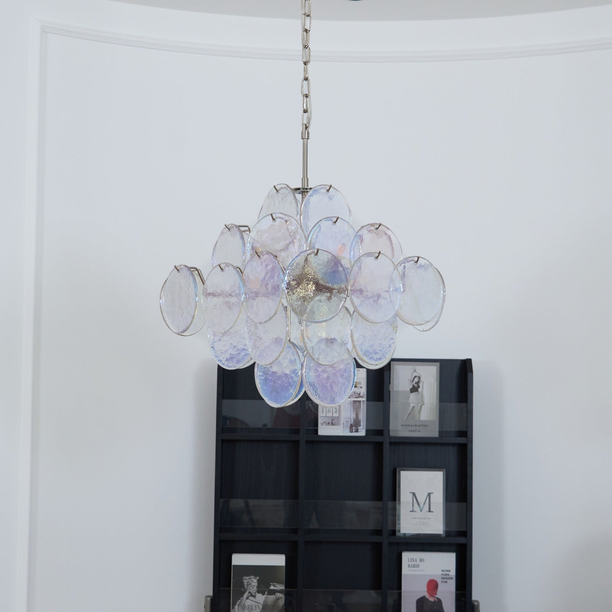 Aurora Chandelier Iridescent Murano Disc Layered-Neutral Decor