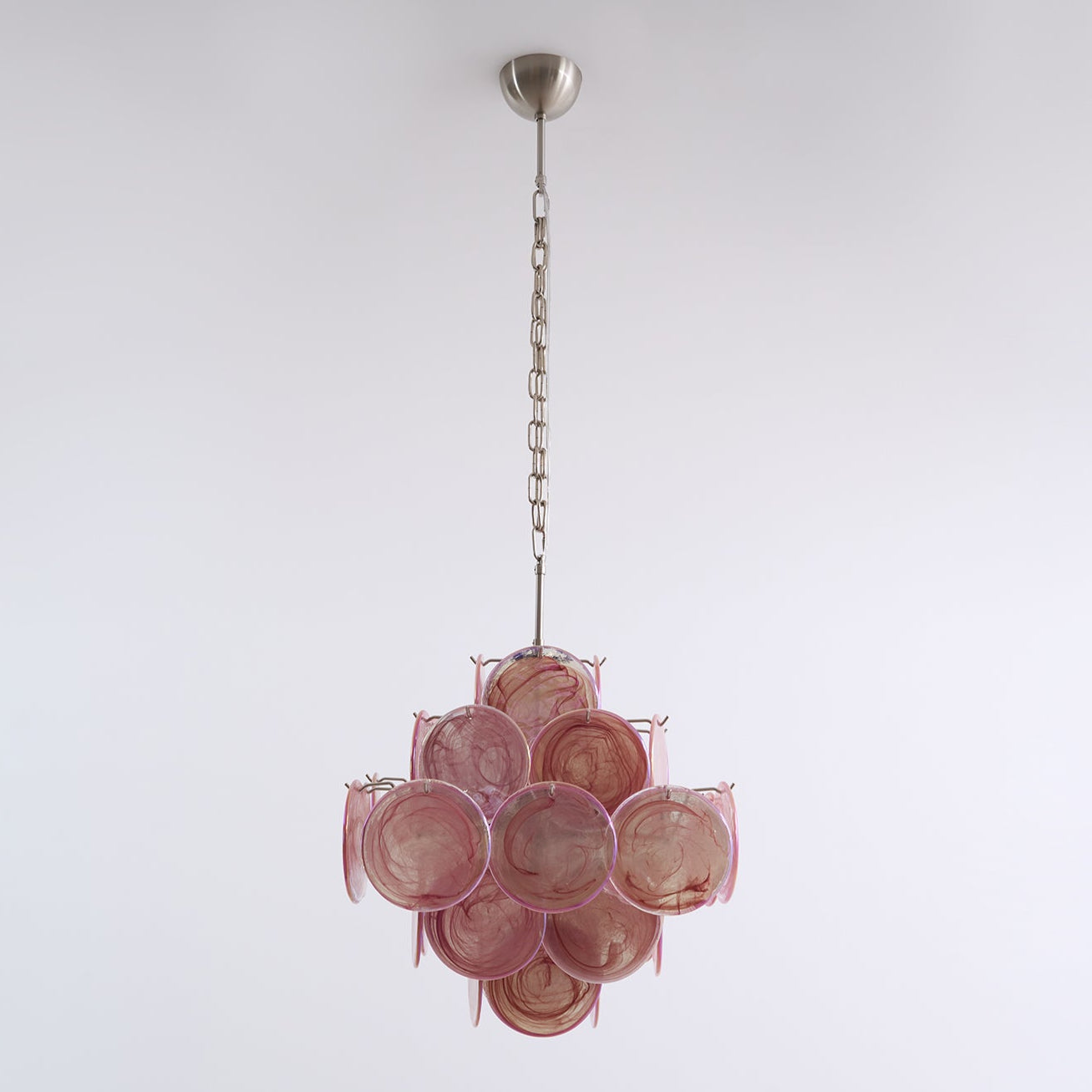 Aurora Chandelier Pink Glass Disc Layered Romantic-Neutral Decor