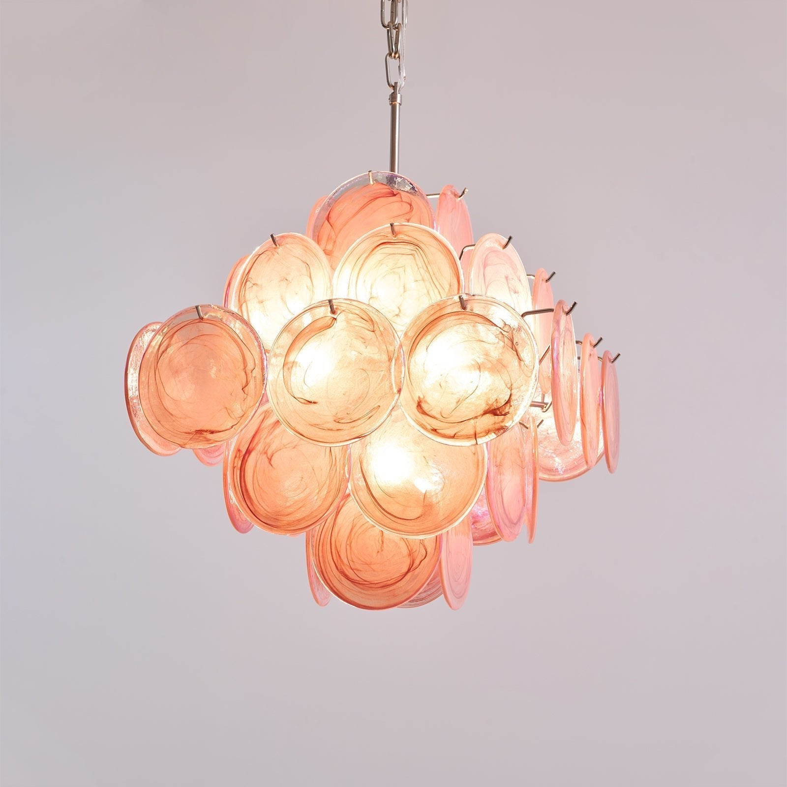 Aurora Chandelier Pink Glass Disc Layered Romantic-Neutral Decor