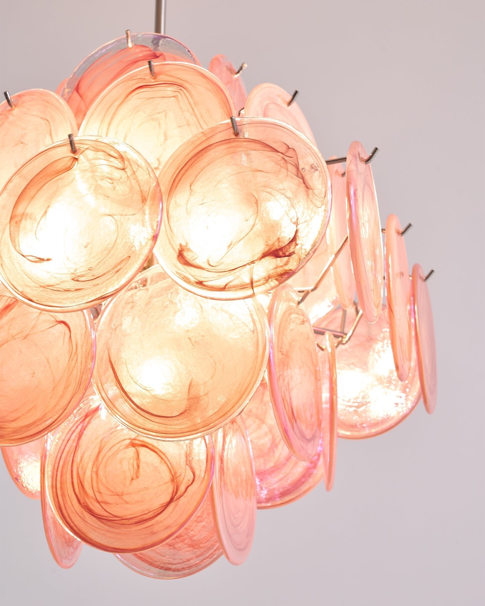 Aurora Chandelier Pink Glass Disc Layered Romantic-Neutral Decor
