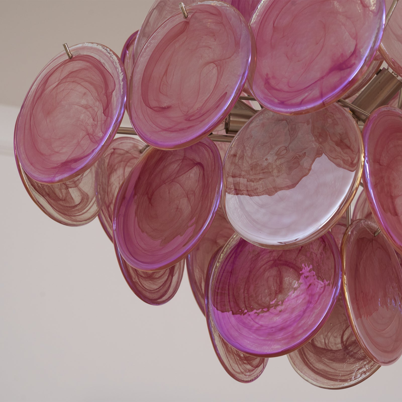 Aurora Chandelier Pink Glass Disc Layered Romantic-Neutral Decor