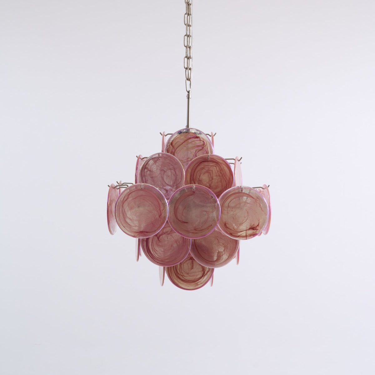 Aurora Chandelier Pink Glass Disc Layered Romantic-Neutral Decor