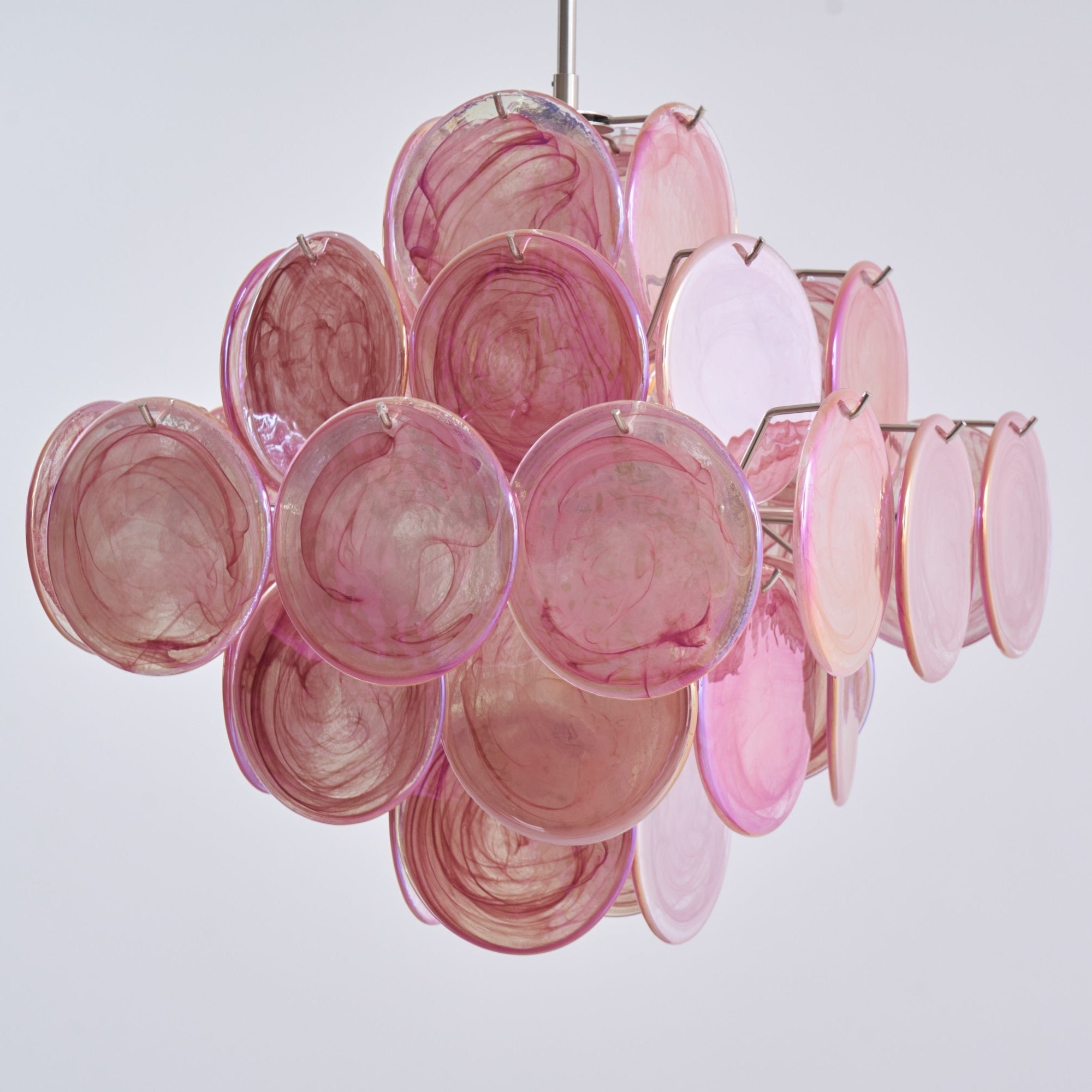 Aurora Chandelier Pink Glass Disc Layered Romantic-Neutral Decor