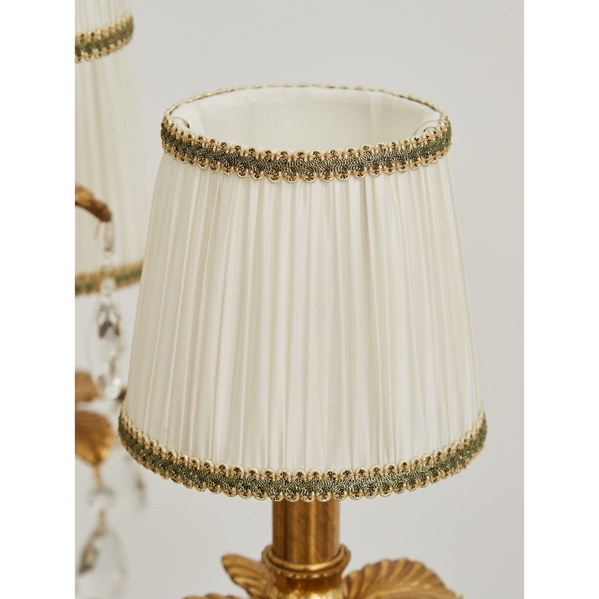 The lamp against a dark background to highlight its form.