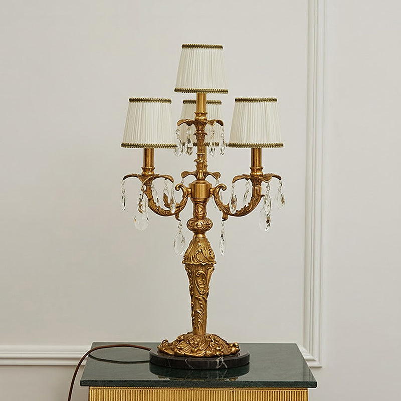 The elegant design of the lamp in a modern living room setting.