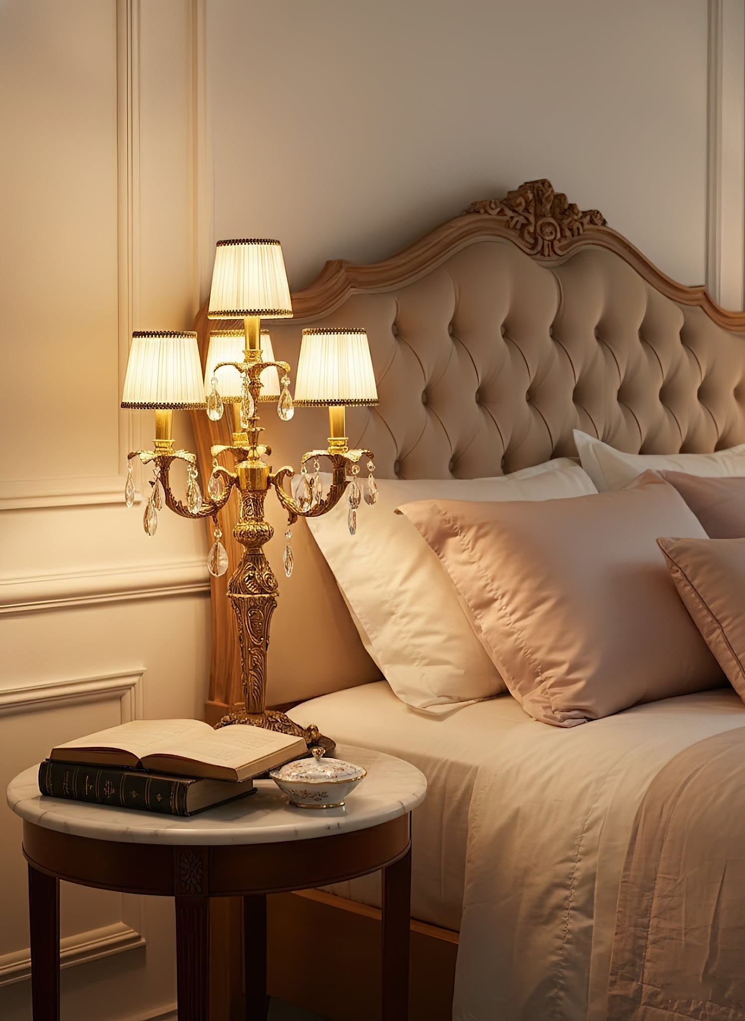 Close-up of the crystal decoration on the Aurelia Table Lamp.