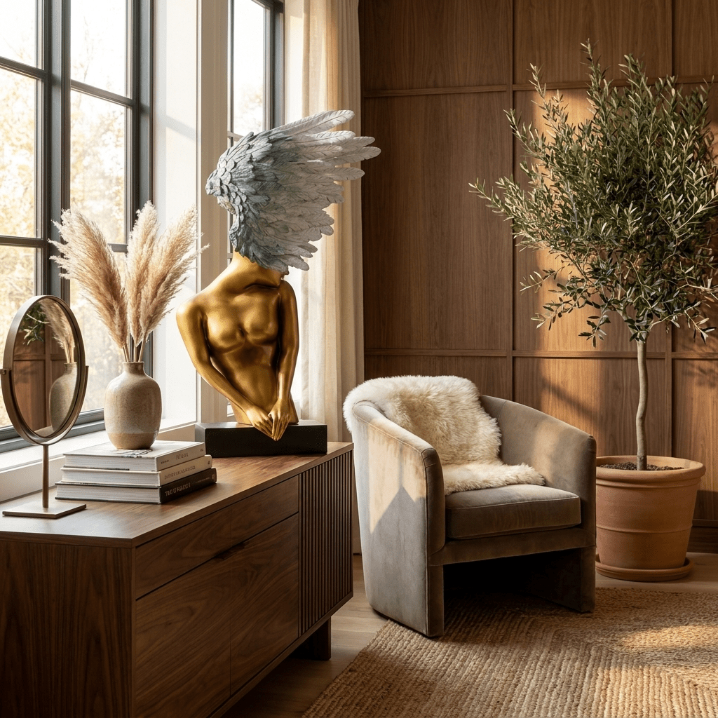 Aurelia Winged Bust Sculpture-Neutral Decor