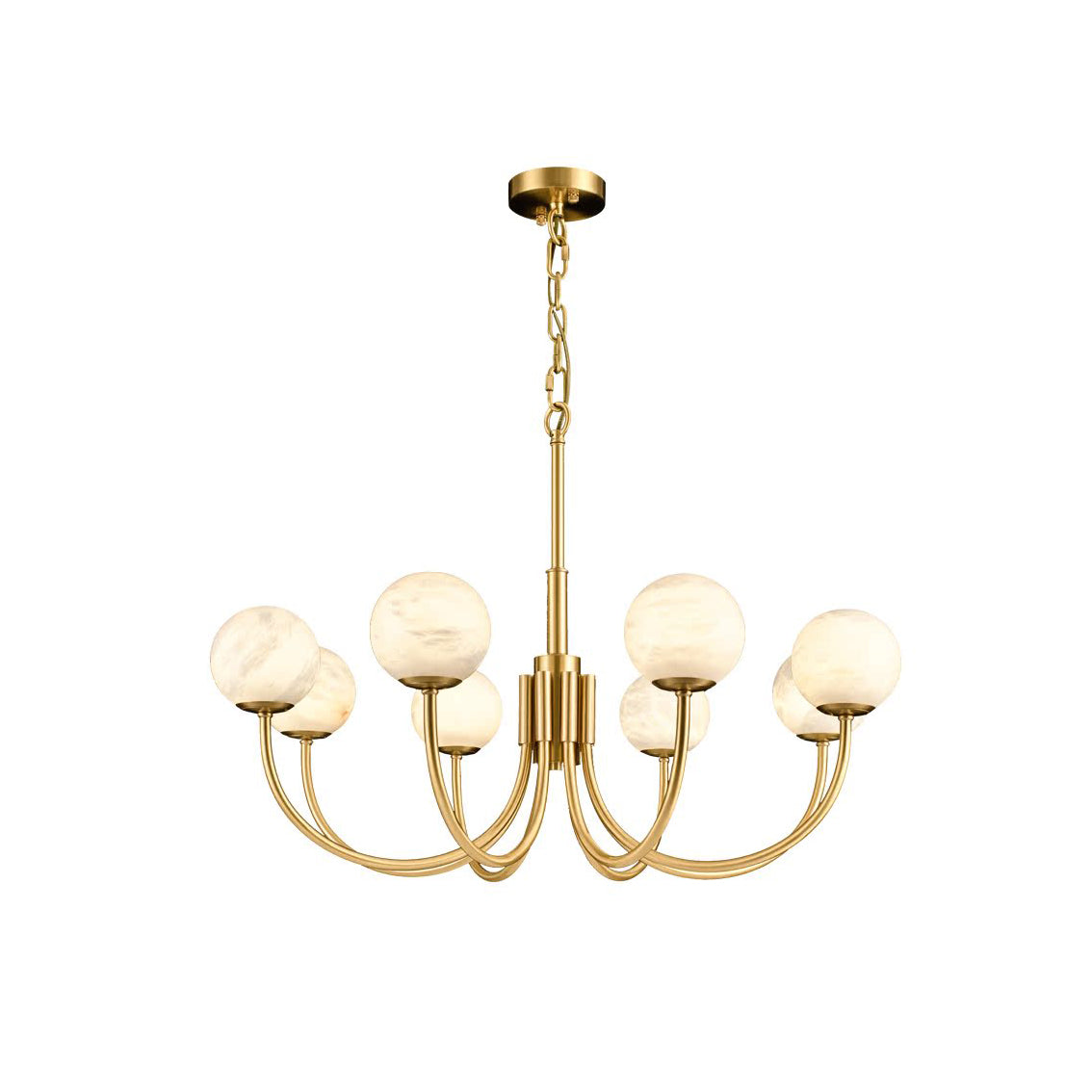 Mjolkuvys Modern Minimalist Globe Brass Alabaster Chandelier