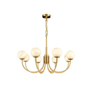 Mjolkuvys Modern Minimalist Globe Brass Alabaster Chandelier